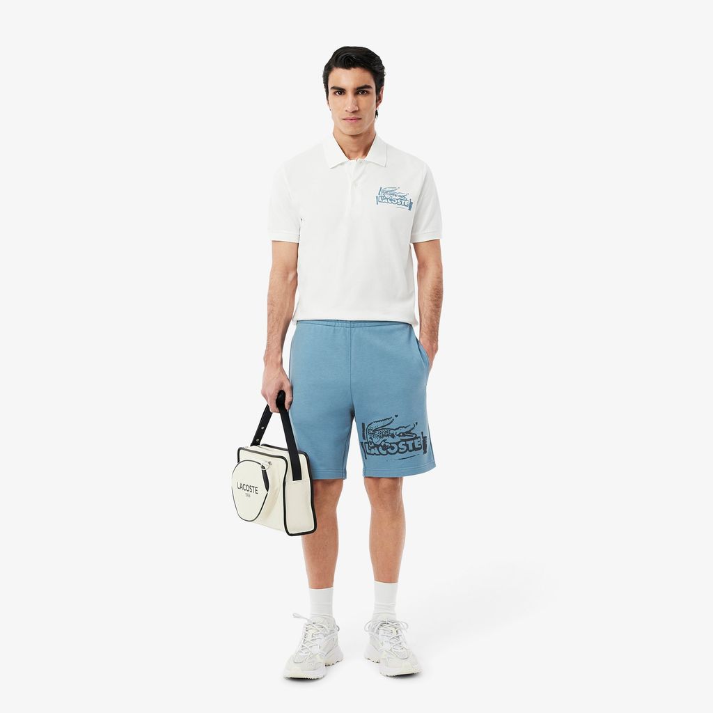 Quần Ngắn Lacoste Nam Chất Liệu Nỉ Cotton Họa Tiết Graphic