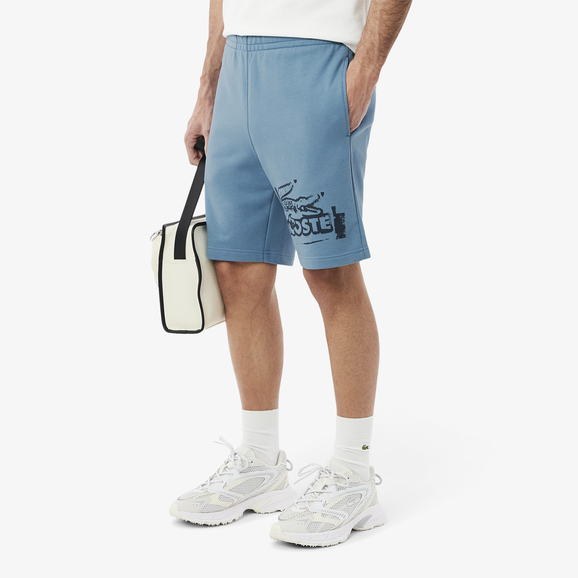 Quần Ngắn Lacoste Nam Chất Liệu Nỉ Cotton Họa Tiết Graphic