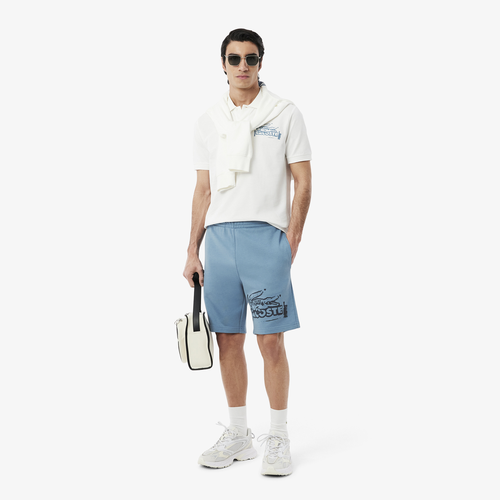 Quần Ngắn Lacoste Nam Chất Liệu Nỉ Cotton Họa Tiết Graphic