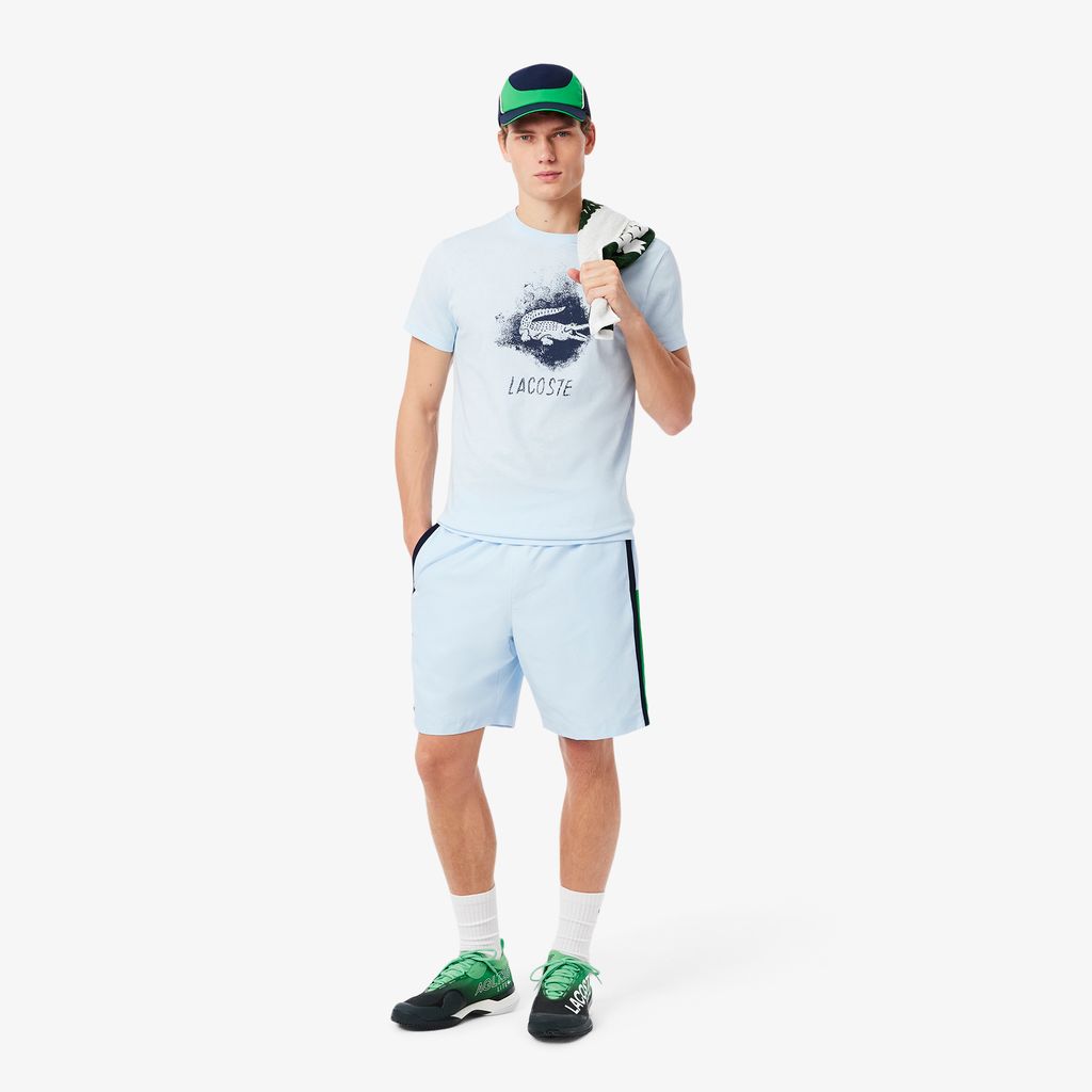 Quần Ngắn Tennis Lacoste Nam Nhẹ Hoạ Tiết Kẻ Sọc Phối Màu