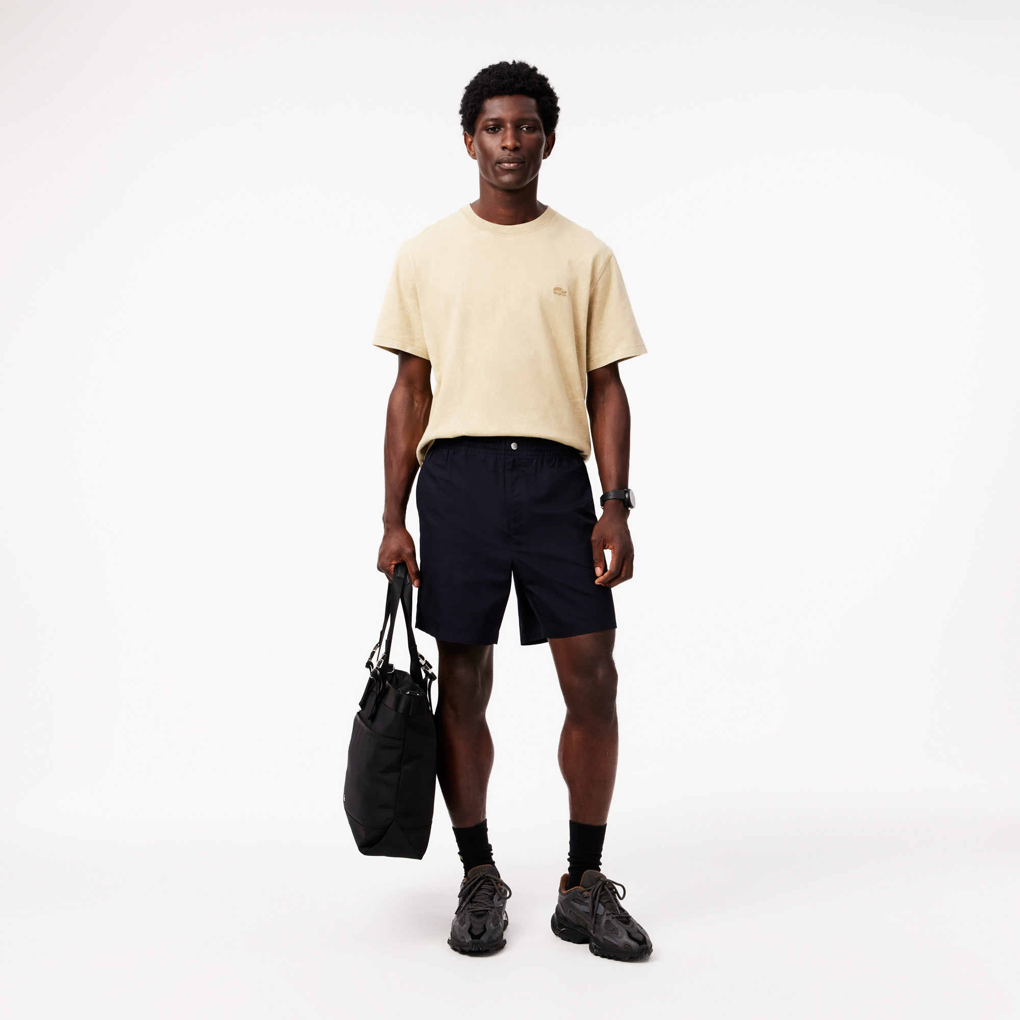 Quần Ngắn Lacoste Nam Dáng Suông Chất Liệu Poplin