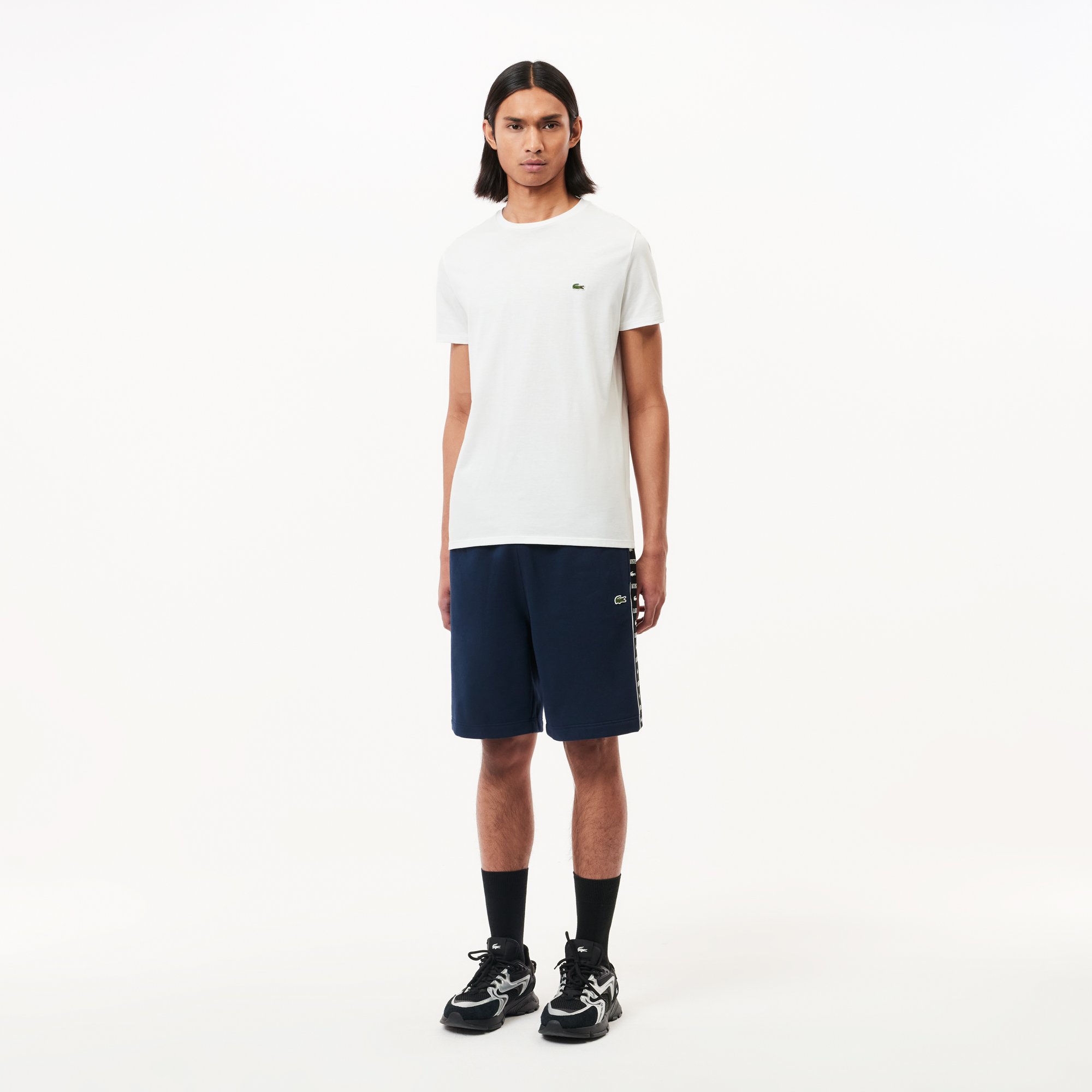Quần Ngắn Lacoste Nam Dáng Suông Chất Liệu Fleece
