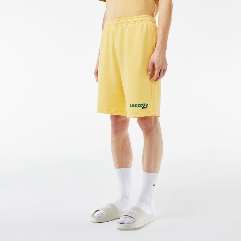 Quần Ngắn Lacoste Nam Dáng Suông Hiệu Ứng Wash Chất Liệu Fleece