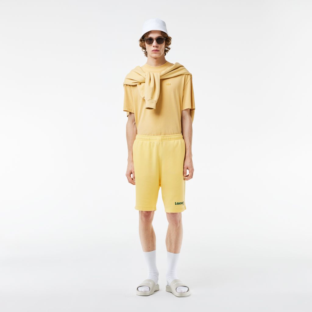 Quần Ngắn Lacoste Nam Dáng Suông Hiệu Ứng Wash Chất Liệu Fleece