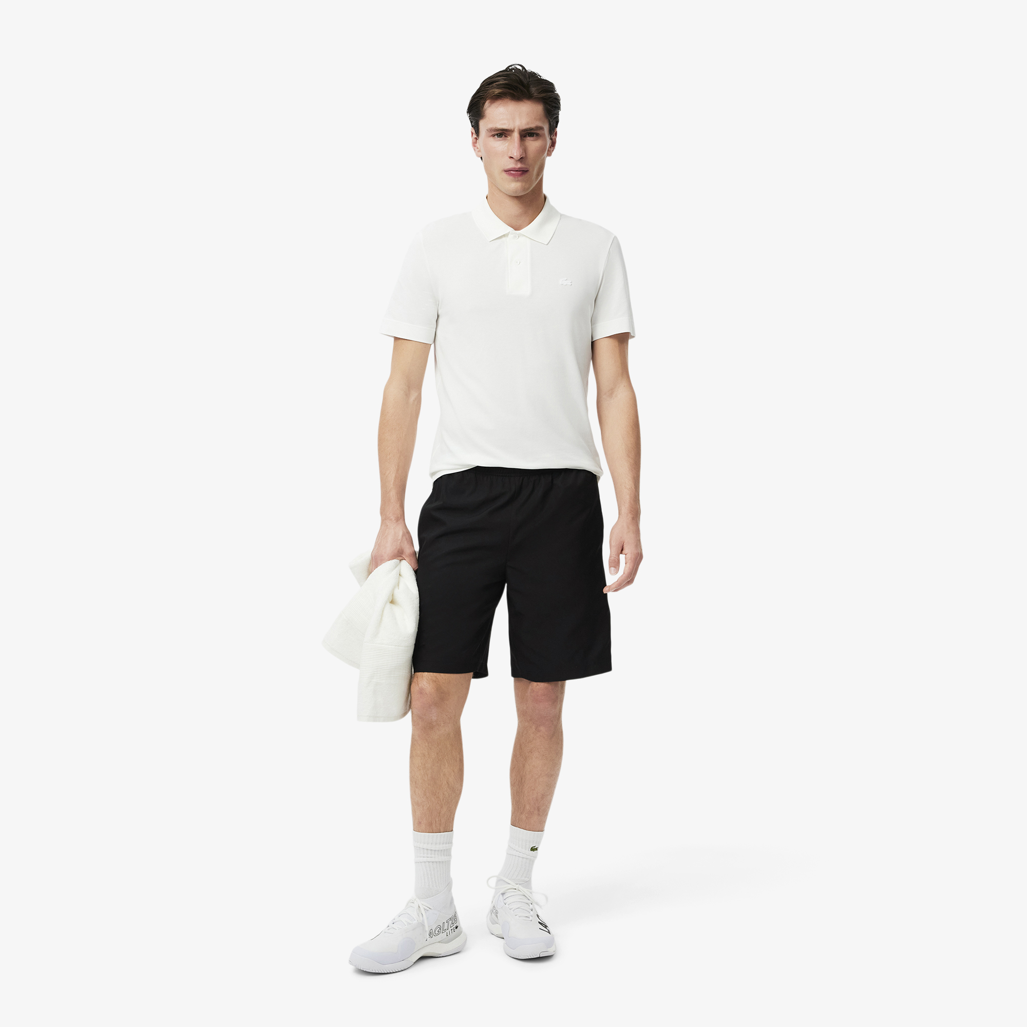 Quần Ngắn Lacoste Nam Kẻ Sọc Logo Thể Thao
