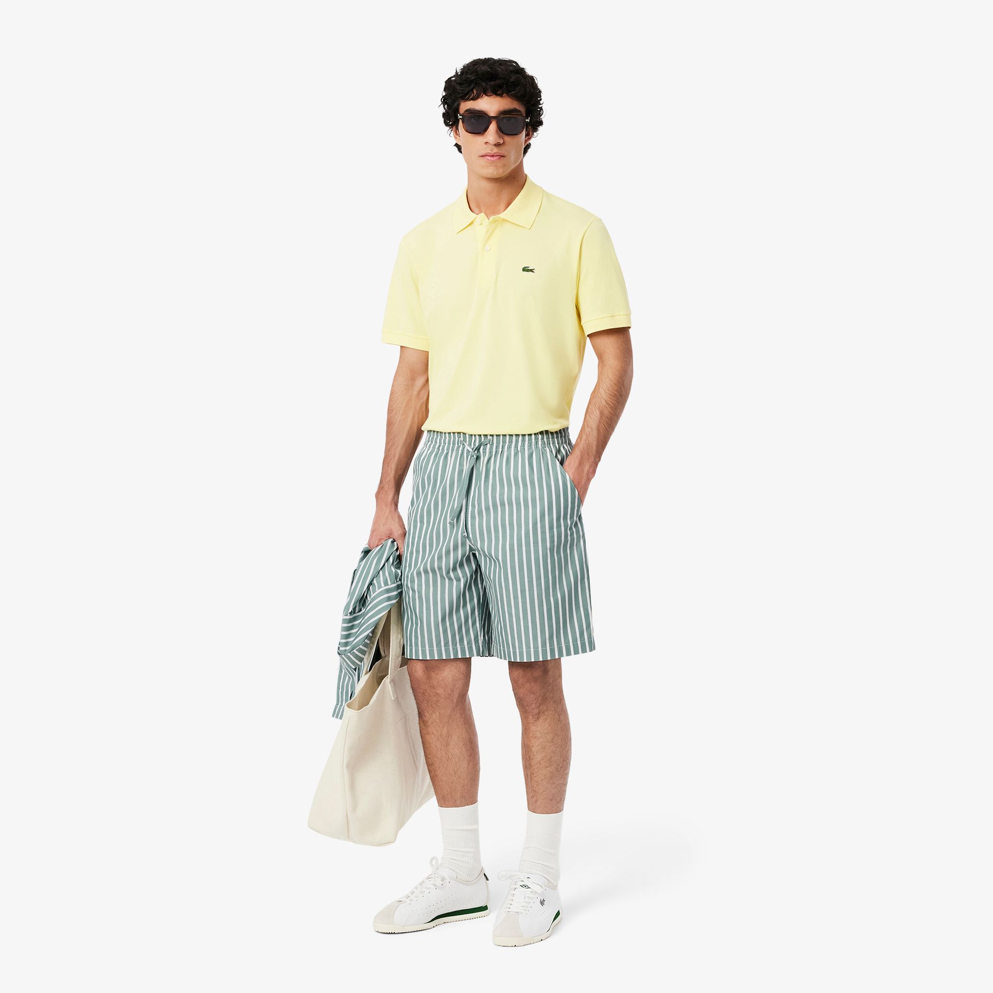 Quần Ngắn Lacoste Nam Dáng Vừa Họa Tiết Sọc