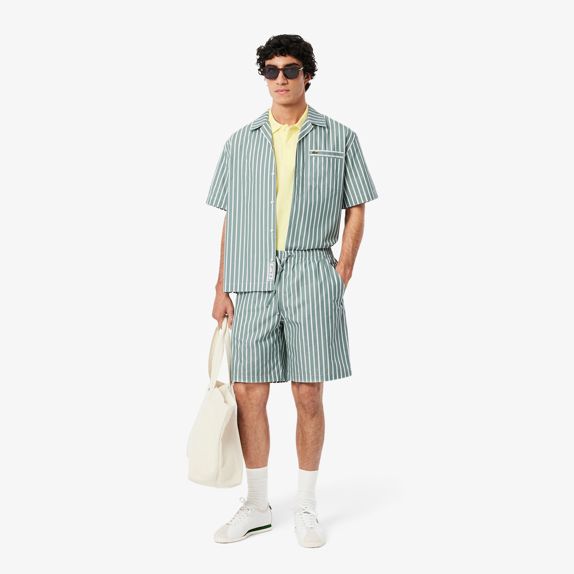 Quần Ngắn Lacoste Nam Dáng Vừa Họa Tiết Sọc