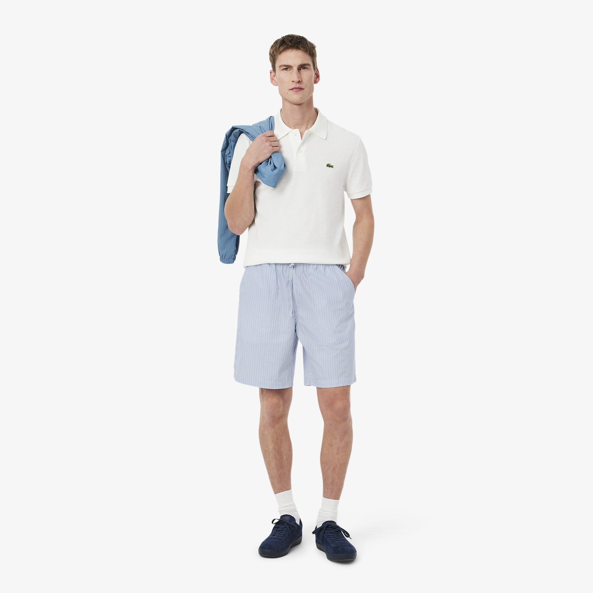 Quần Ngắn Lacoste Nam Dáng Vừa Họa Tiết Sọc