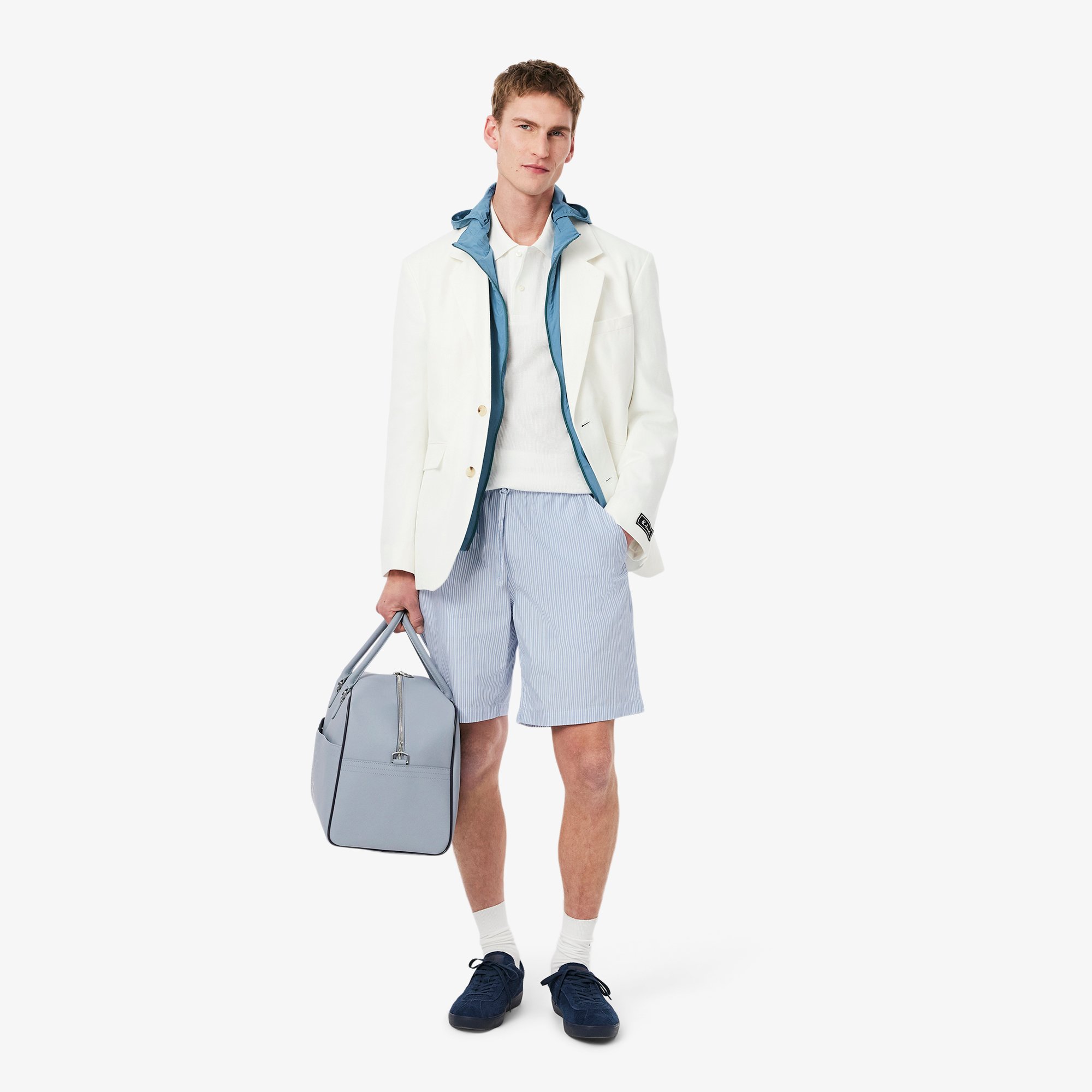 Quần Ngắn Lacoste Nam Dáng Vừa Họa Tiết Sọc