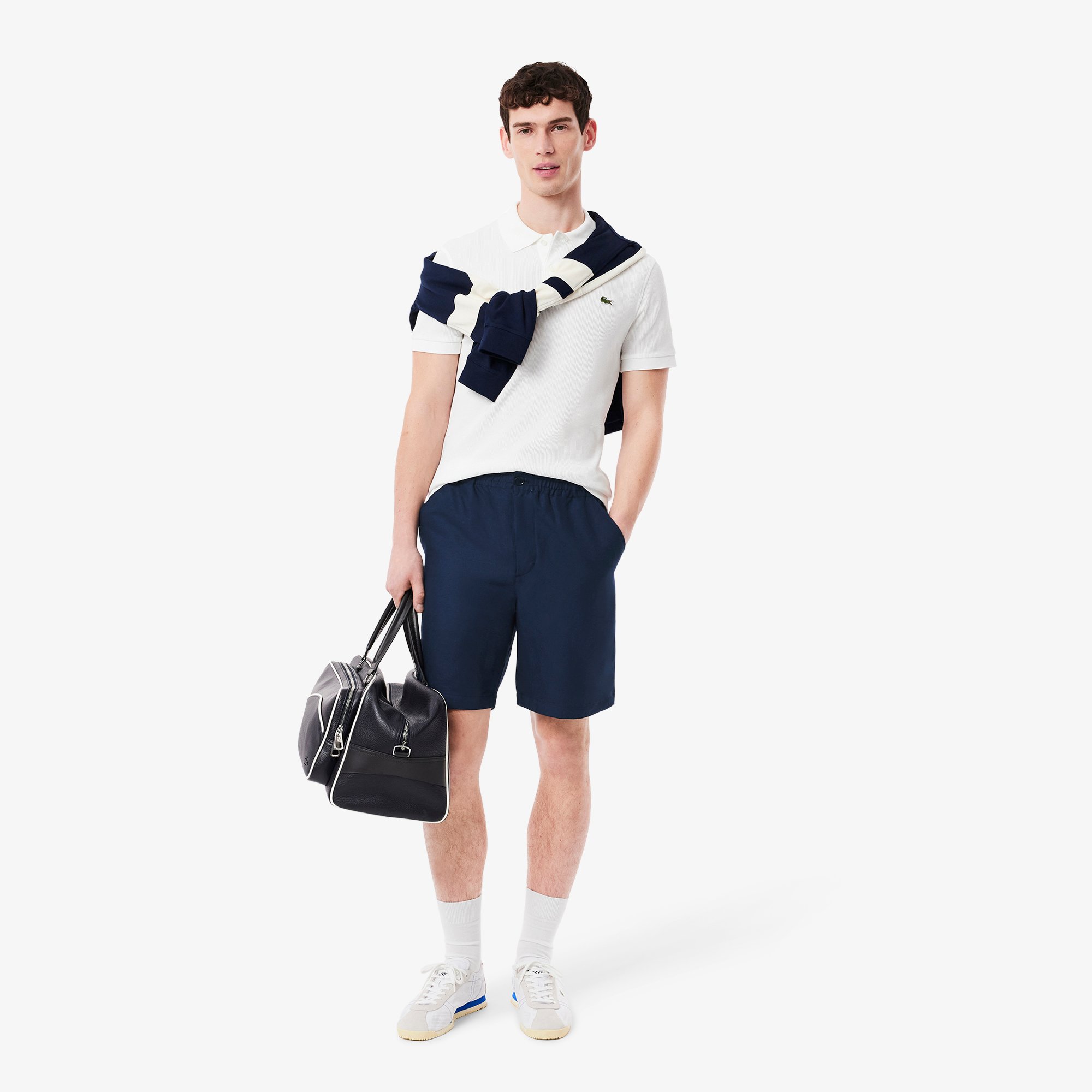 Quần Ngắn Lacoste Nam Ống Suông Chất Liệu Pha Lông Cừu
