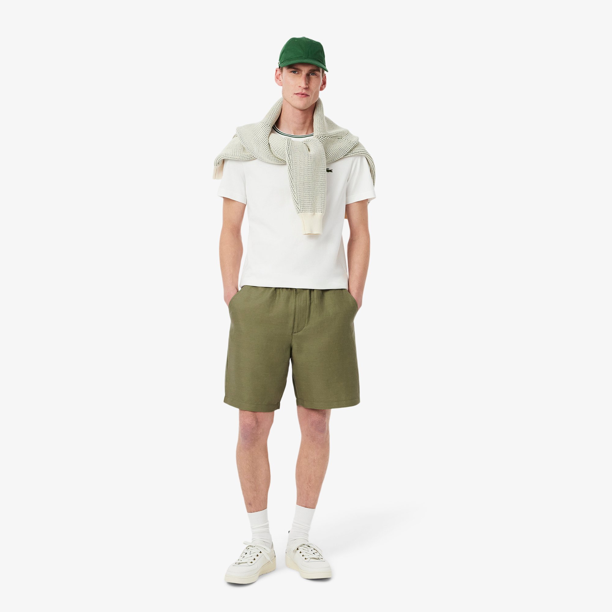 Quần Ngắn Lacoste Nam Ống Suông Chất Liệu Lanh
