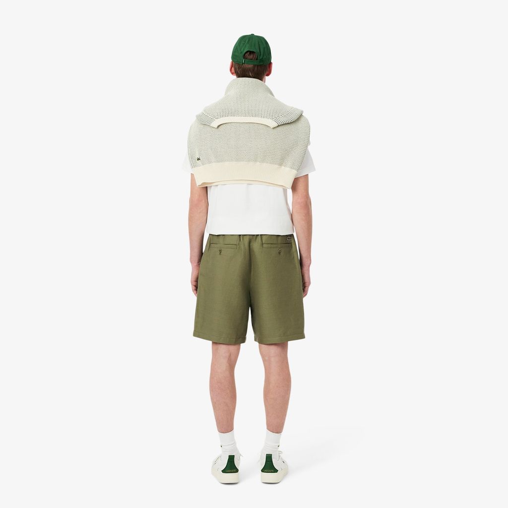 Quần Ngắn Lacoste Nam Ống Suông Chất Liệu Lanh