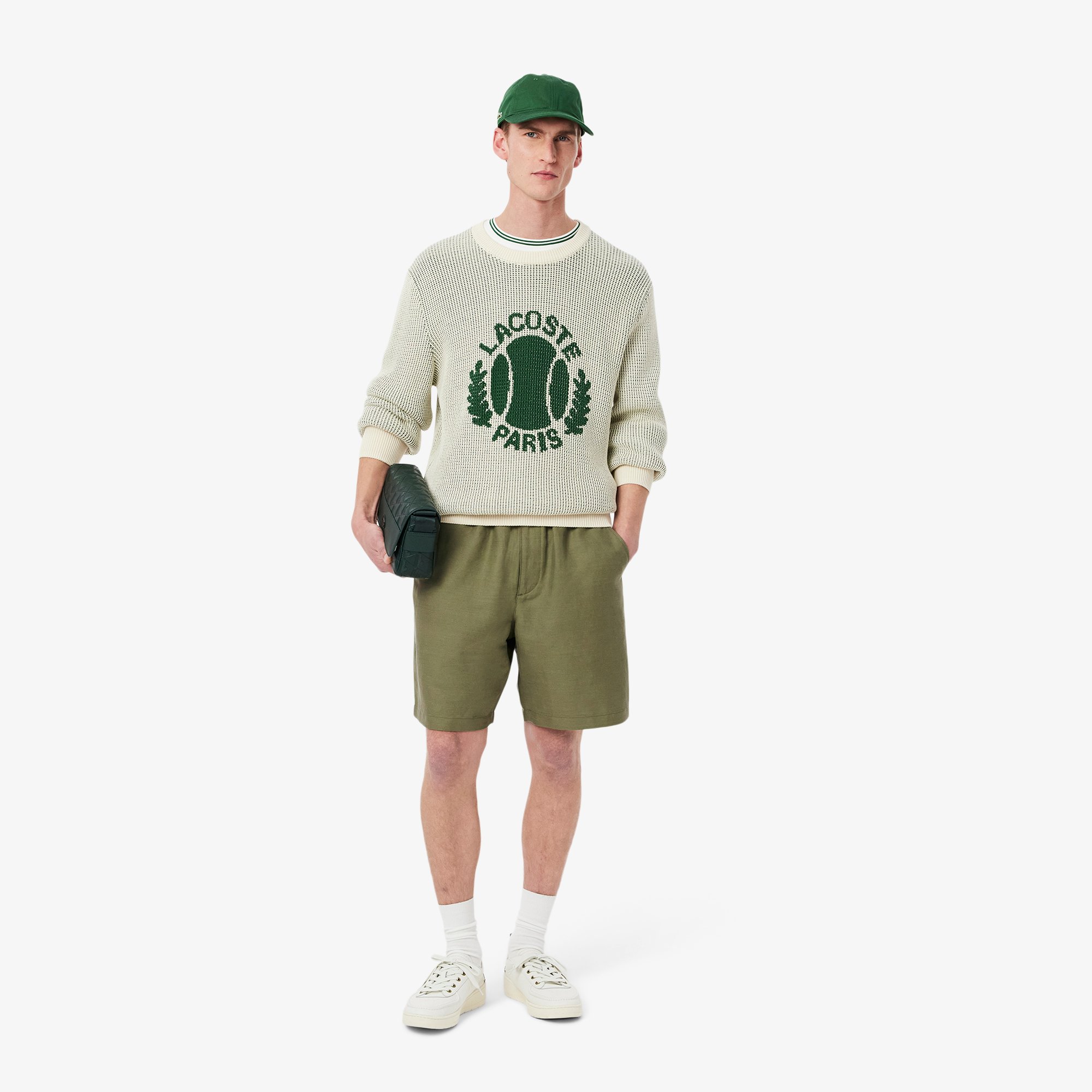 Quần Ngắn Lacoste Nam Ống Suông Chất Liệu Lanh