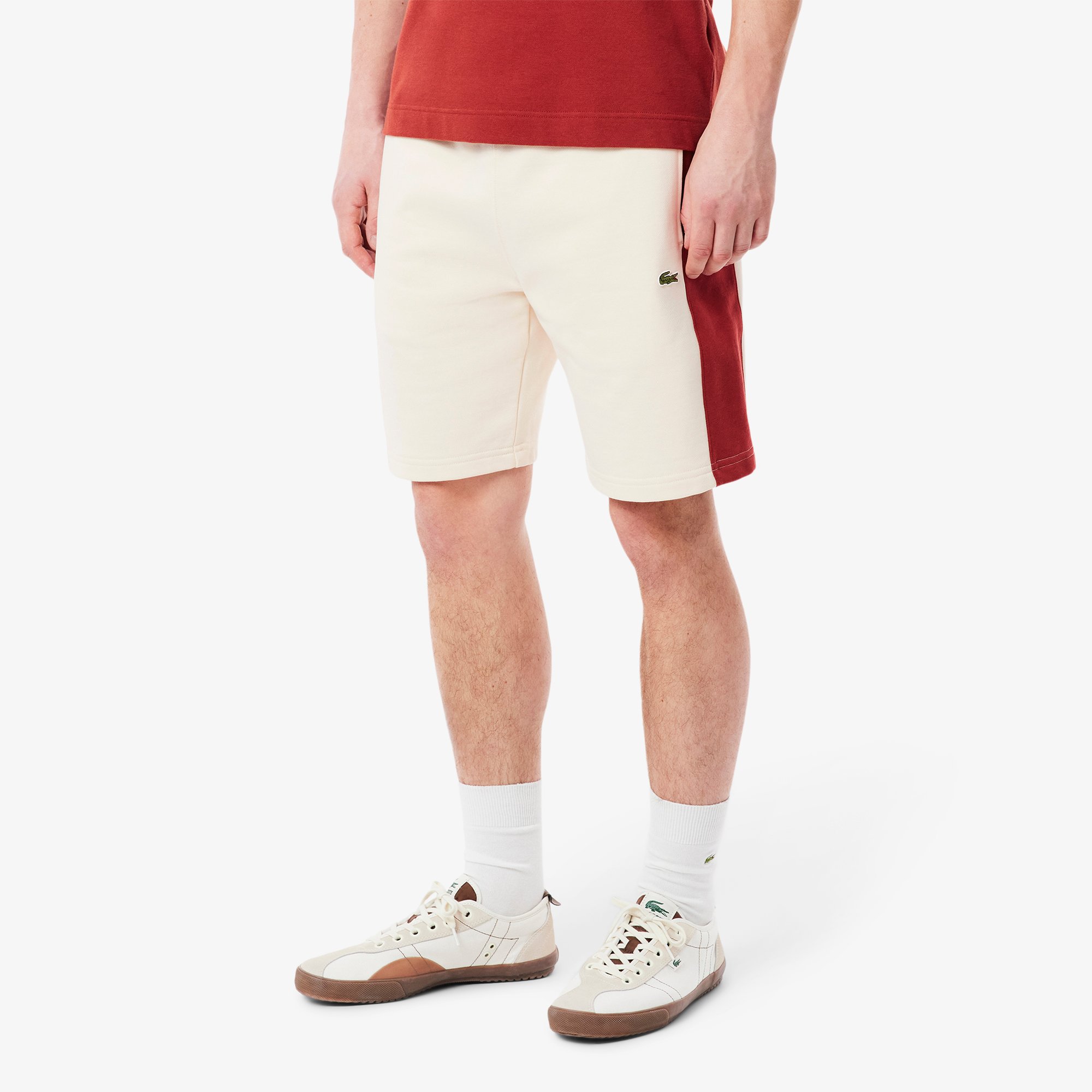 Quần Ngắn Lacoste Nam Chất Liệu Nỉ Cotton Họa Tiết Colour-Block