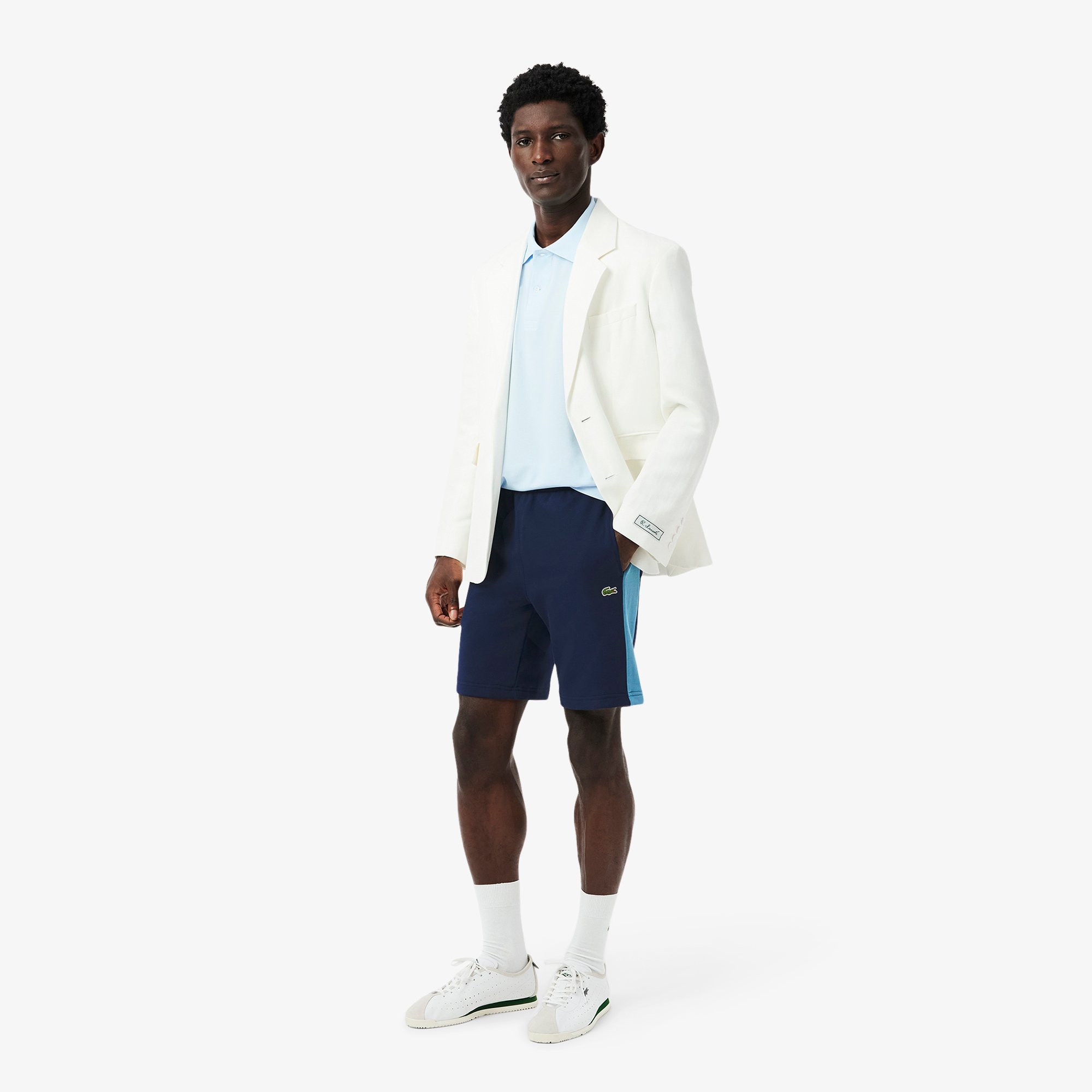 Quần Ngắn Lacoste Nam Chất Liệu Nỉ Cotton Họa Tiết Colour-Block