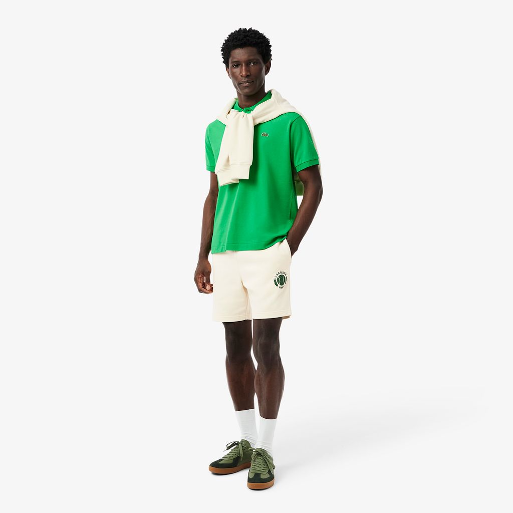 Quần Ngắn Lacoste Nam Ống Suông Chất Liệu Nỉ Họa Tiết In 3D