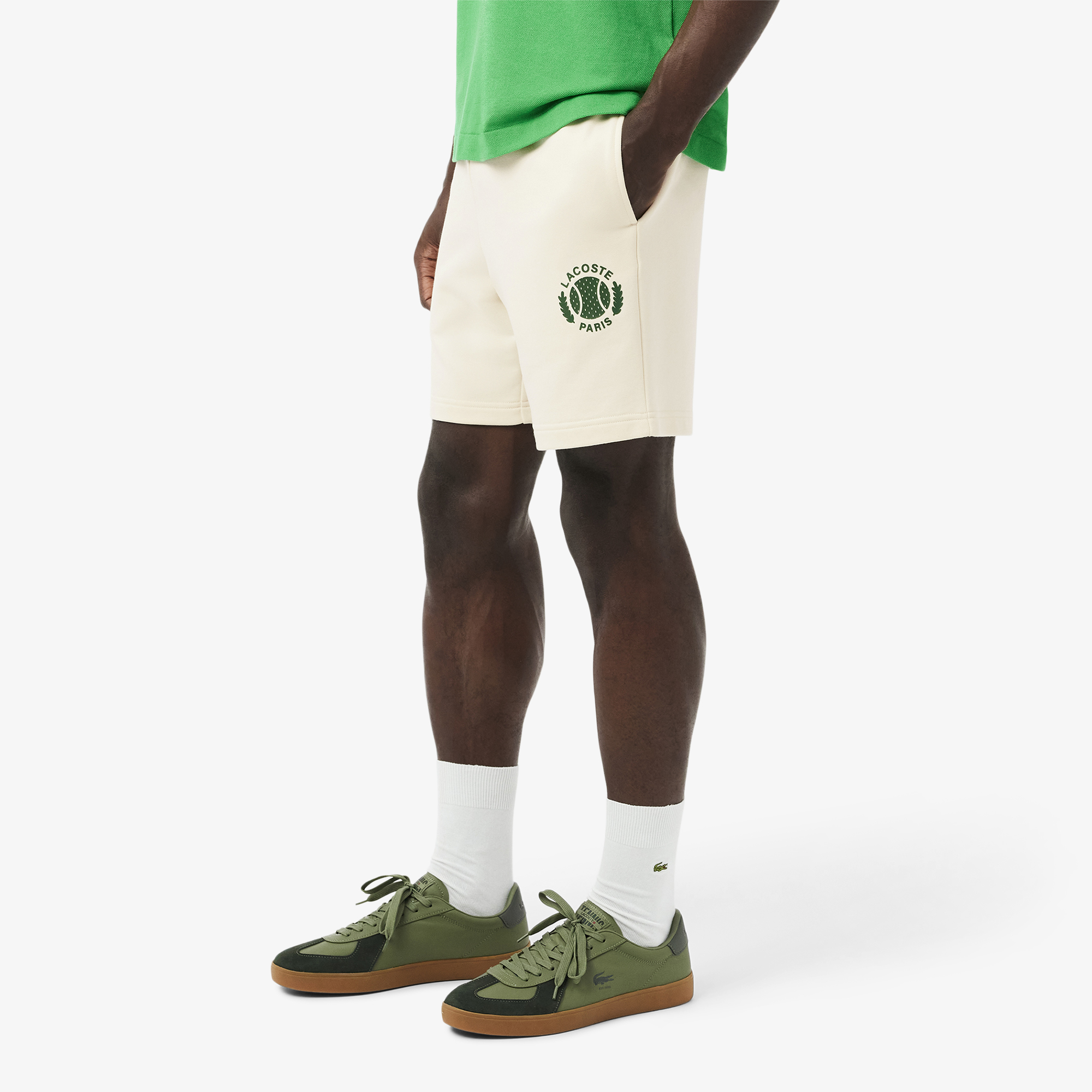 Quần Ngắn Lacoste Nam Ống Suông Chất Liệu Nỉ Họa Tiết In 3D