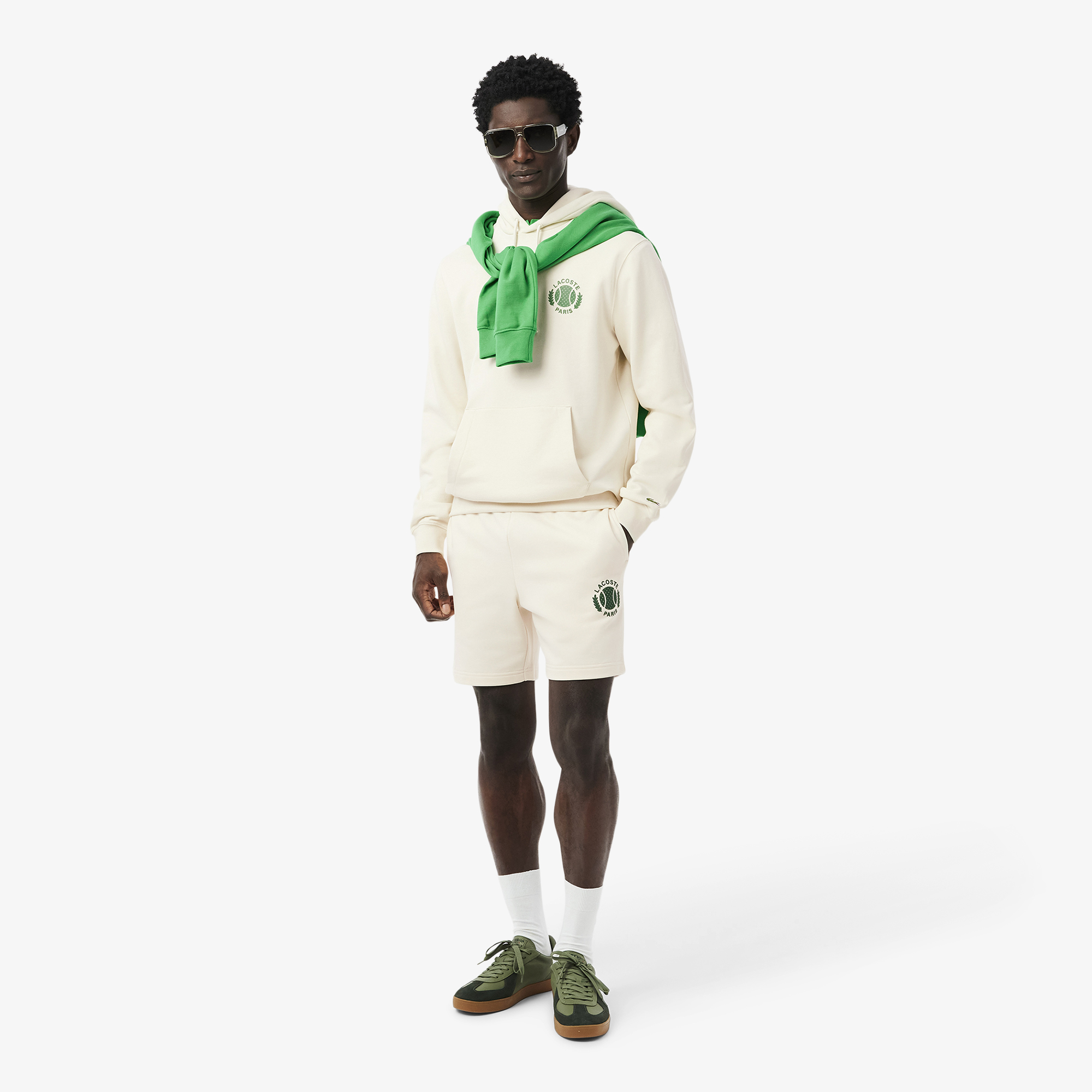 Quần Ngắn Lacoste Nam Ống Suông Chất Liệu Nỉ Họa Tiết In 3D
