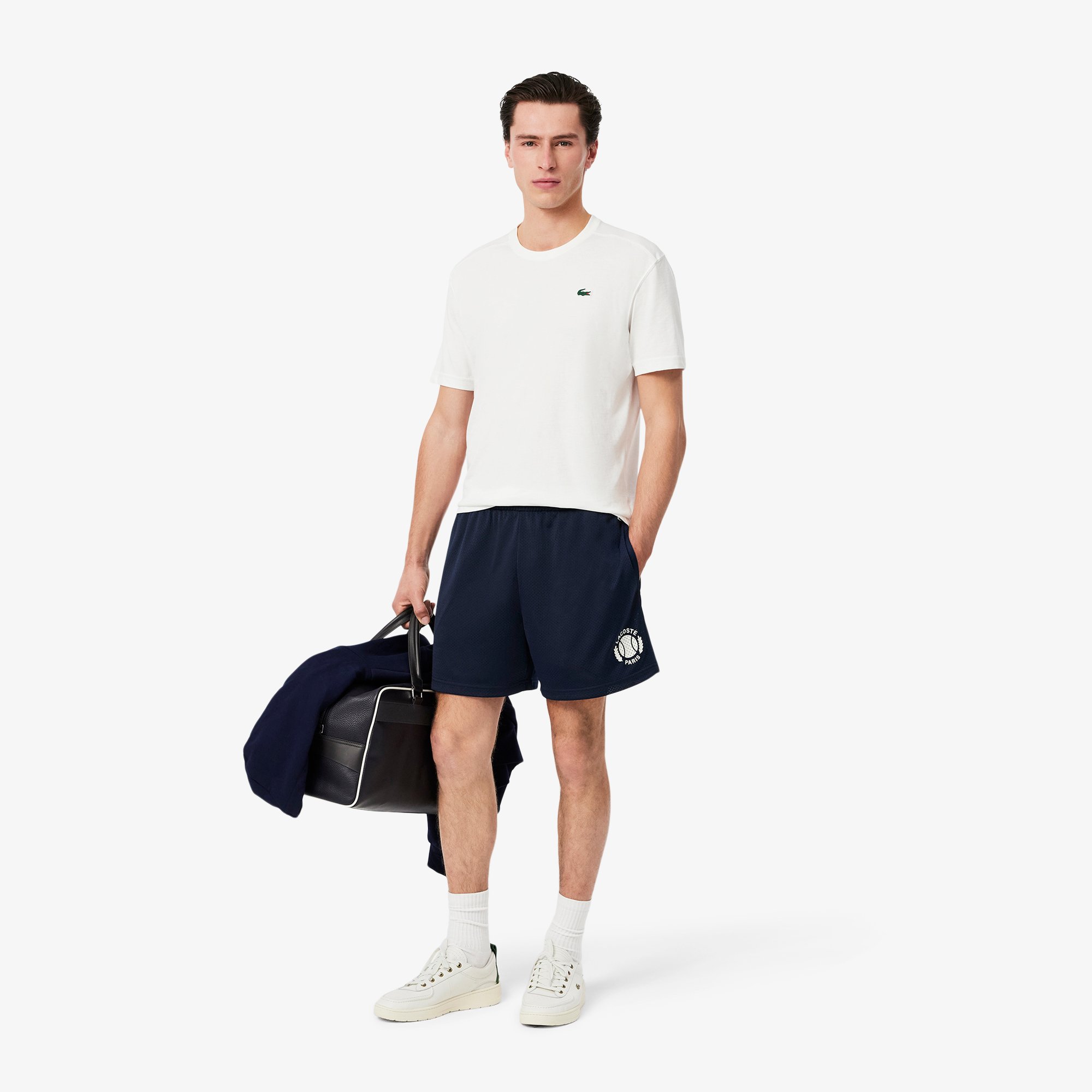 Quần Ngắn Lacoste Nam Chất Liệu Lưới Hoạ Tiết Đồ Họa