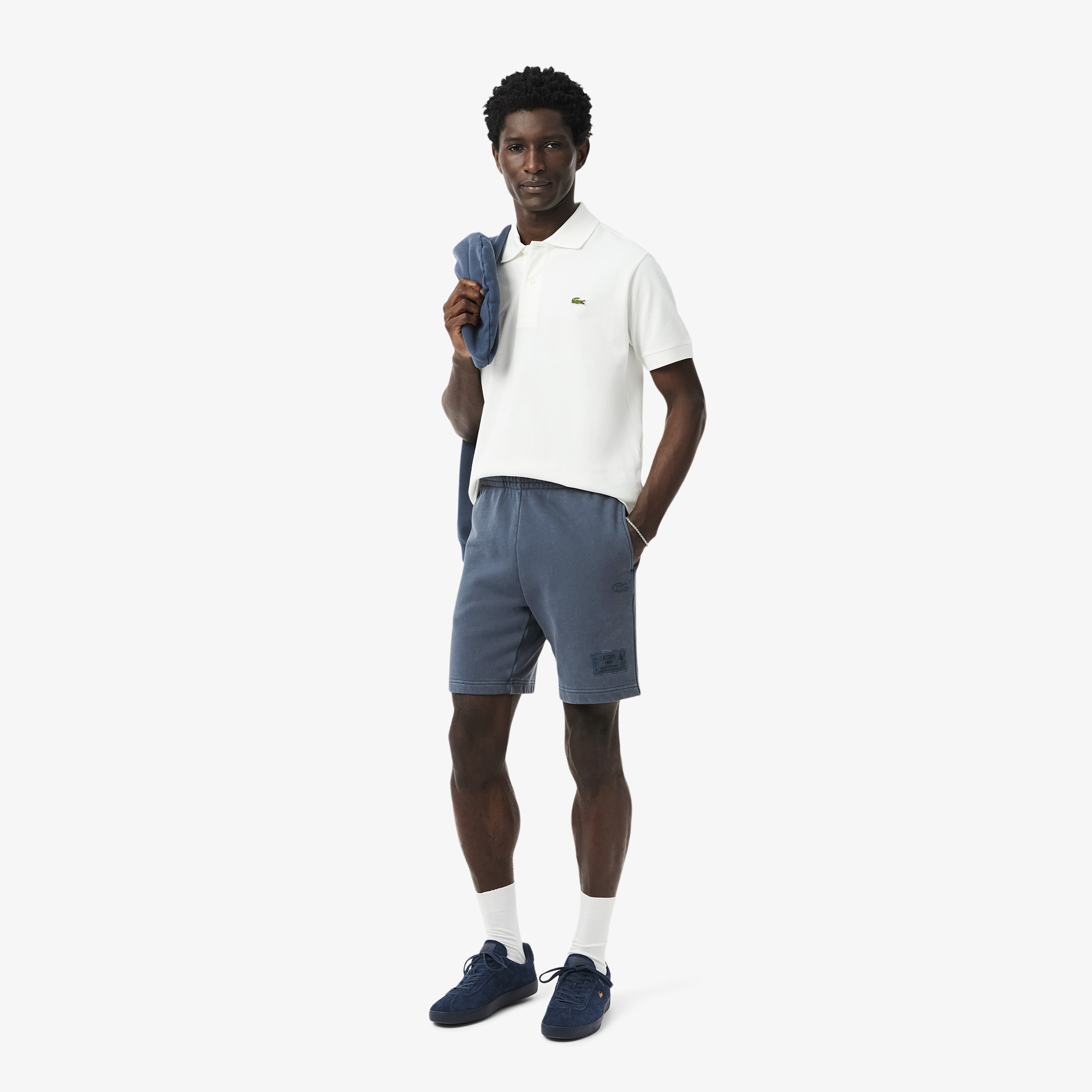 Quần Ngắn Lacoste Nam Chất Liệu Nỉ Cotton Hiệu Ứng Washed