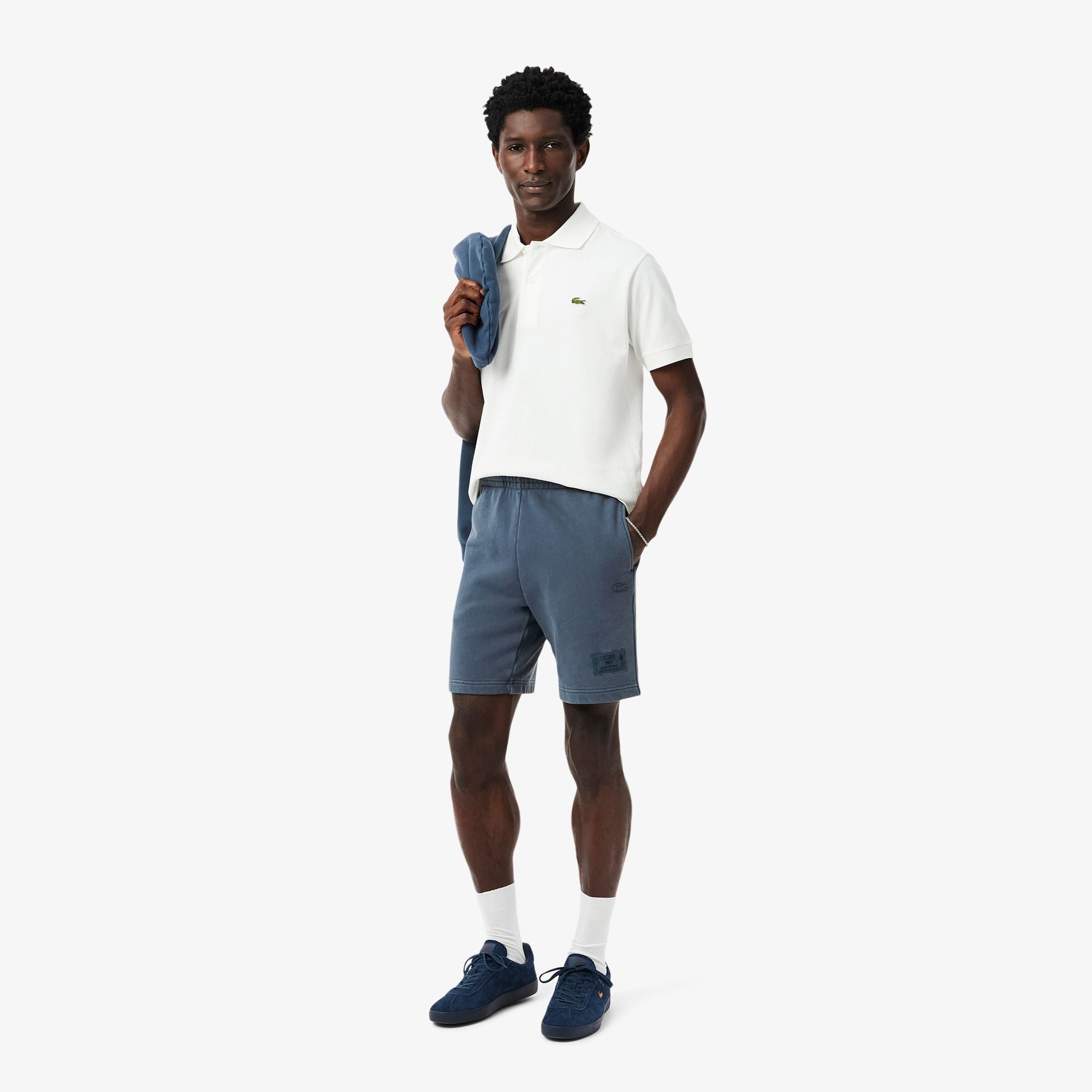 Quần Ngắn Lacoste Nam Chất Liệu Nỉ Cotton Hiệu Ứng Washed