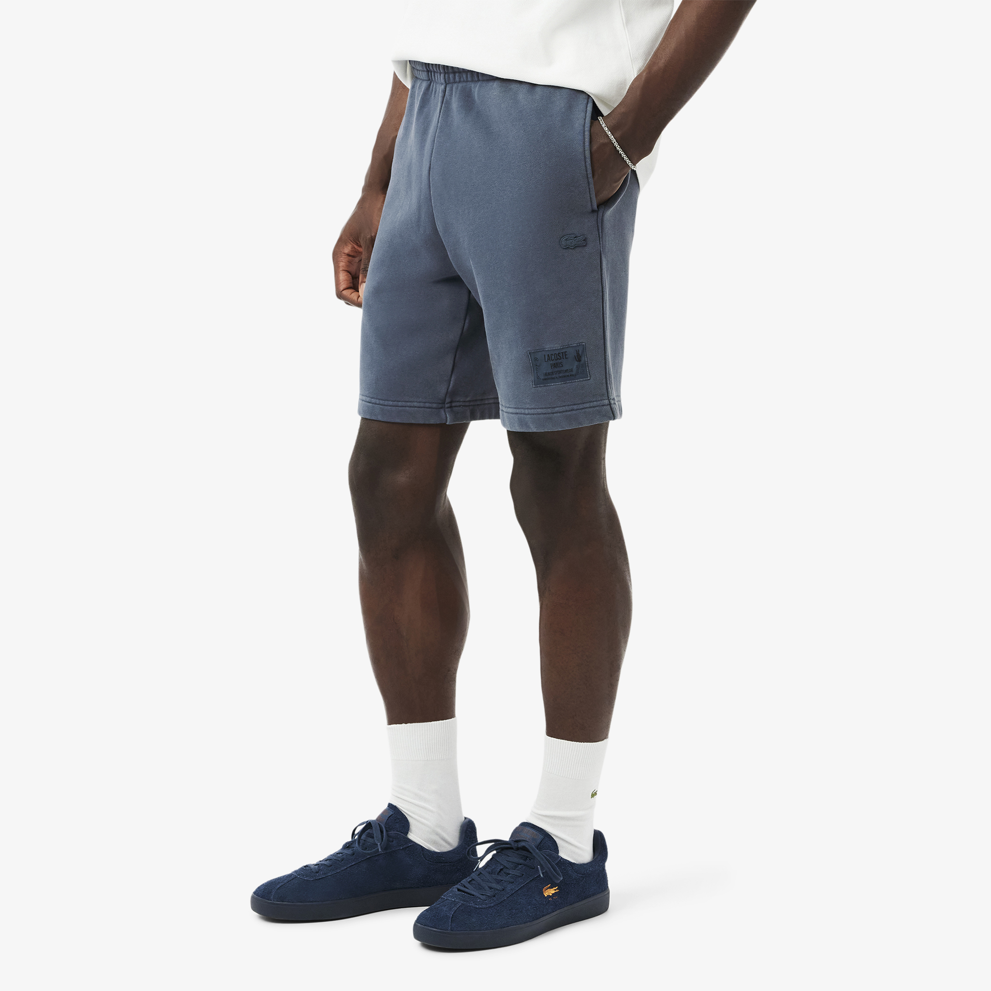 Quần Ngắn Lacoste Nam Chất Liệu Nỉ Cotton Hiệu Ứng Washed
