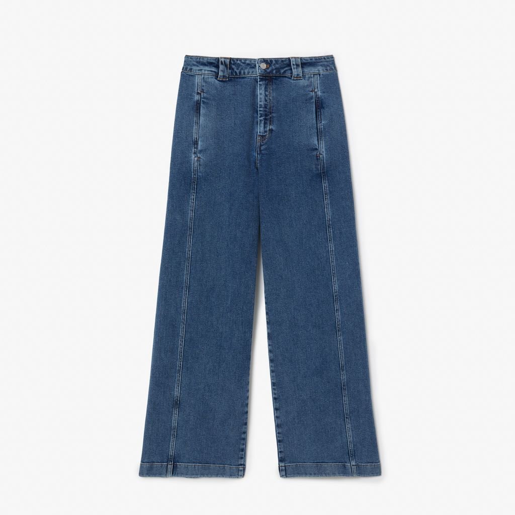Quần Jean Dài Lacoste Nữ Ống Loe Rộng Cạp Cao