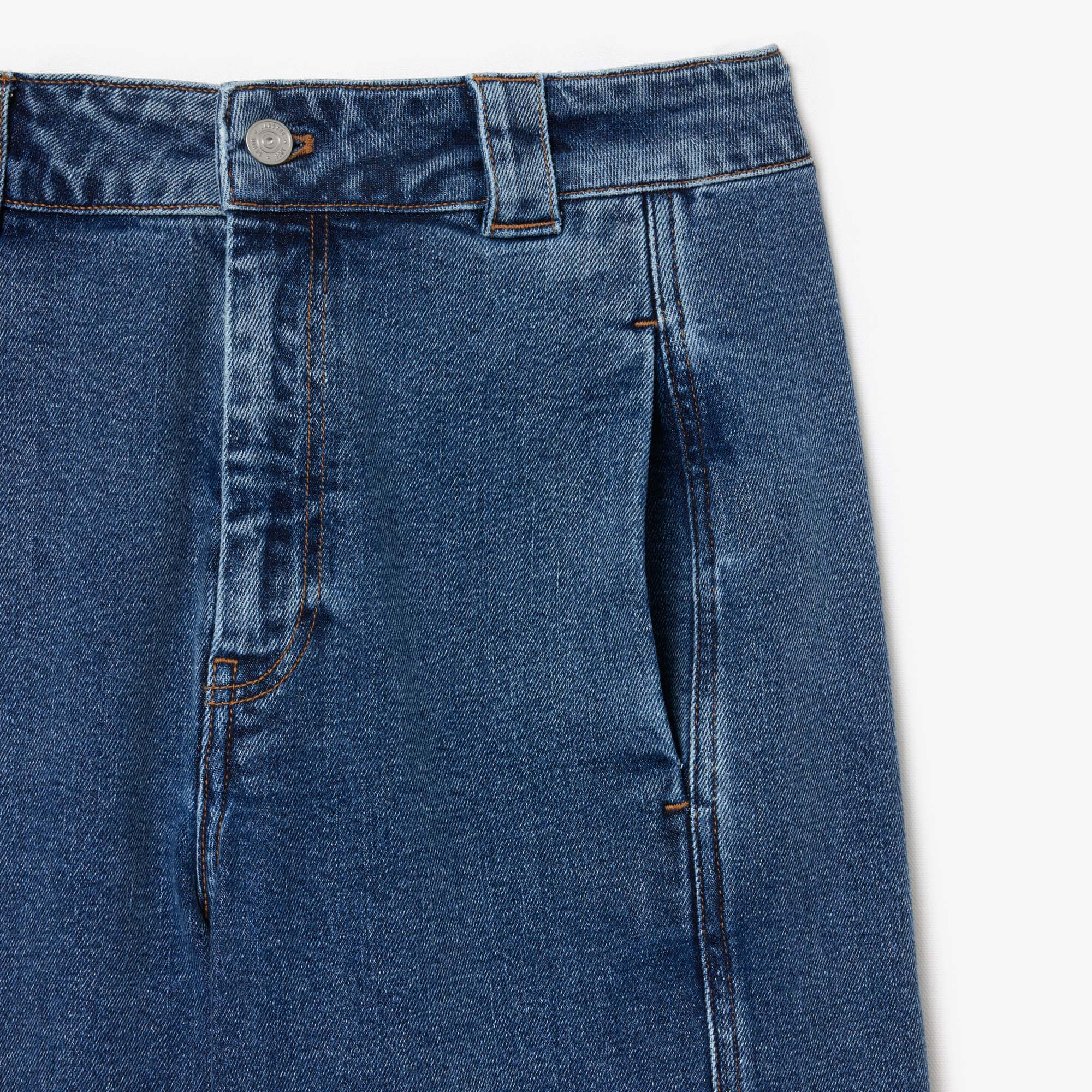 Quần Jean Dài Lacoste Nữ Ống Loe Rộng Cạp Cao