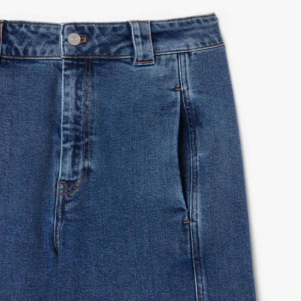 Quần Jean Dài Lacoste Nữ Ống Loe Rộng Cạp Cao