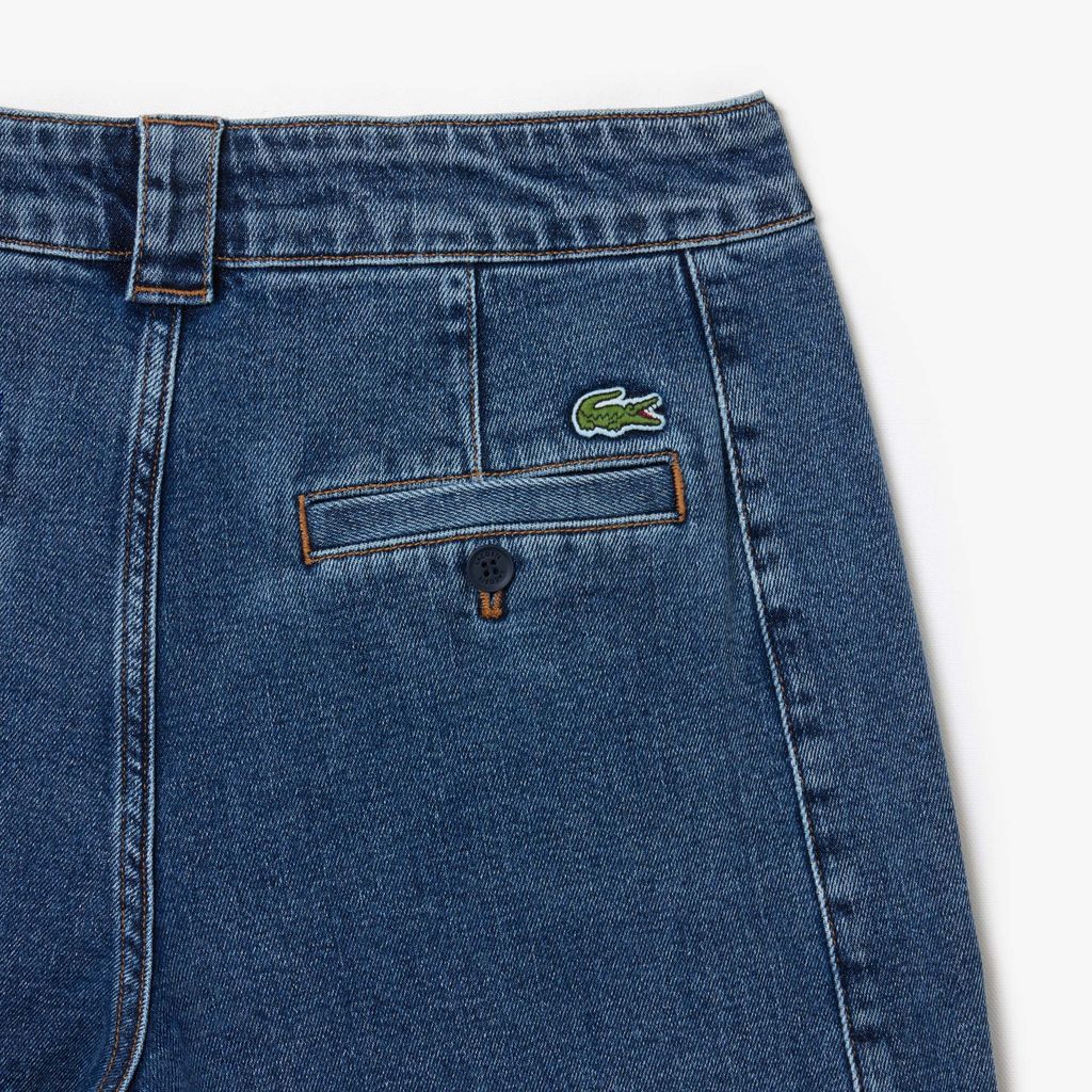 Quần Jean Dài Lacoste Nữ Ống Loe Rộng Cạp Cao