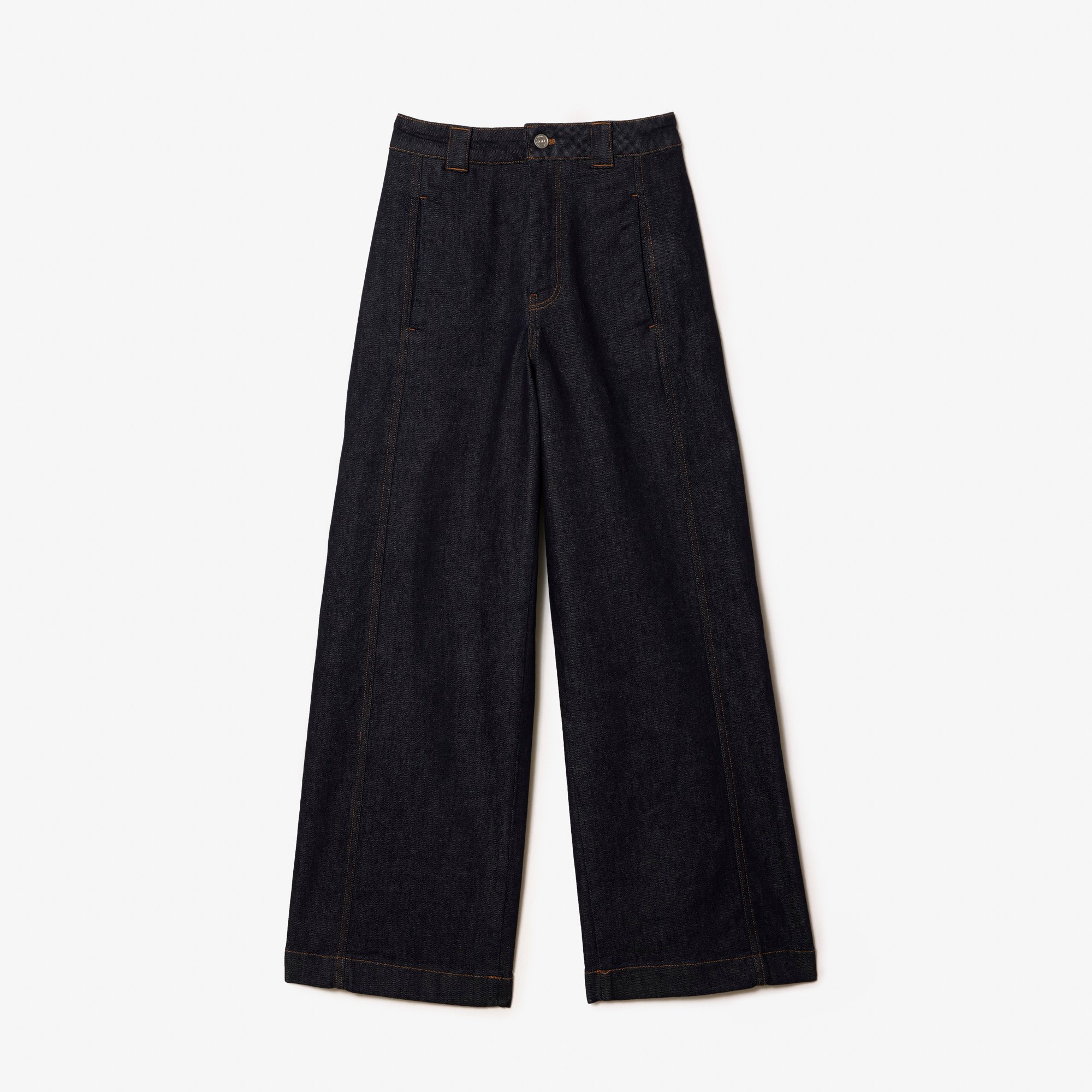 Quần Jean Dài Lacoste Nữ Ống Loe Rộng Cạp Cao