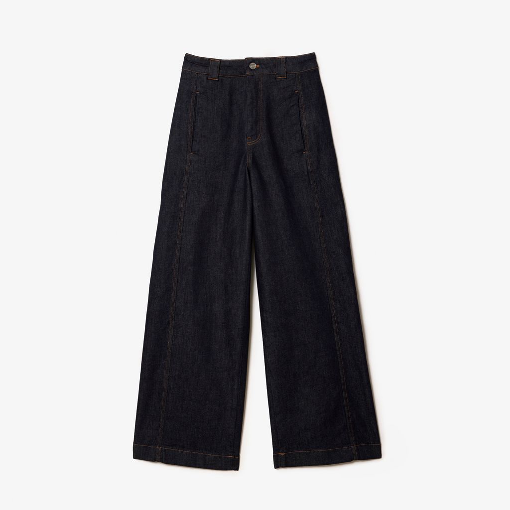 Quần Jean Dài Lacoste Nữ Ống Loe Rộng Cạp Cao