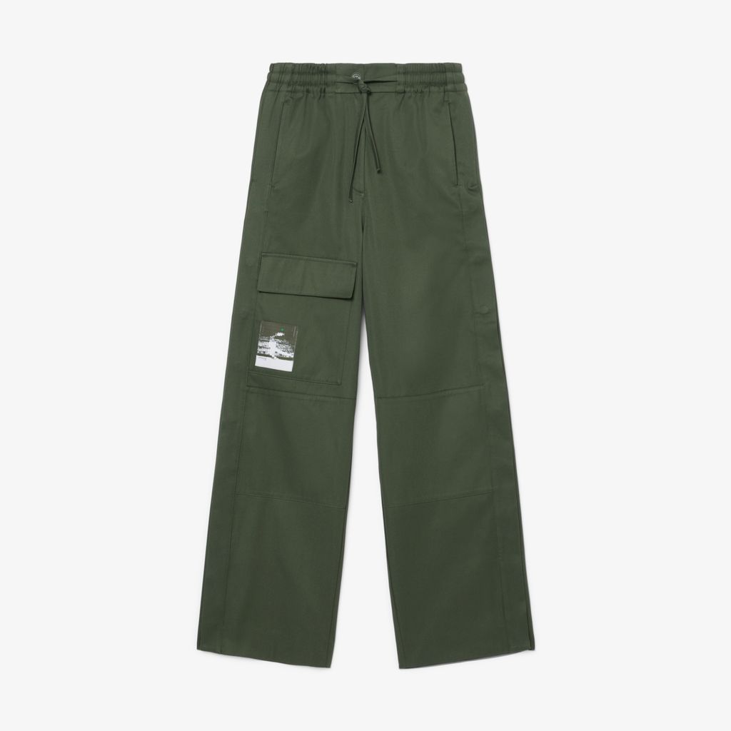 Quần Dài Lacoste Nữ Ống Rộng Chất Liệu Cotton Có Cúc Bấm
