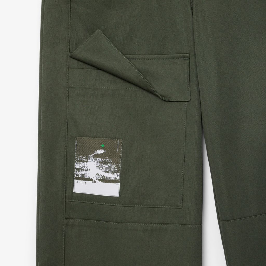Quần Dài Lacoste Nữ Ống Rộng Chất Liệu Cotton Có Cúc Bấm