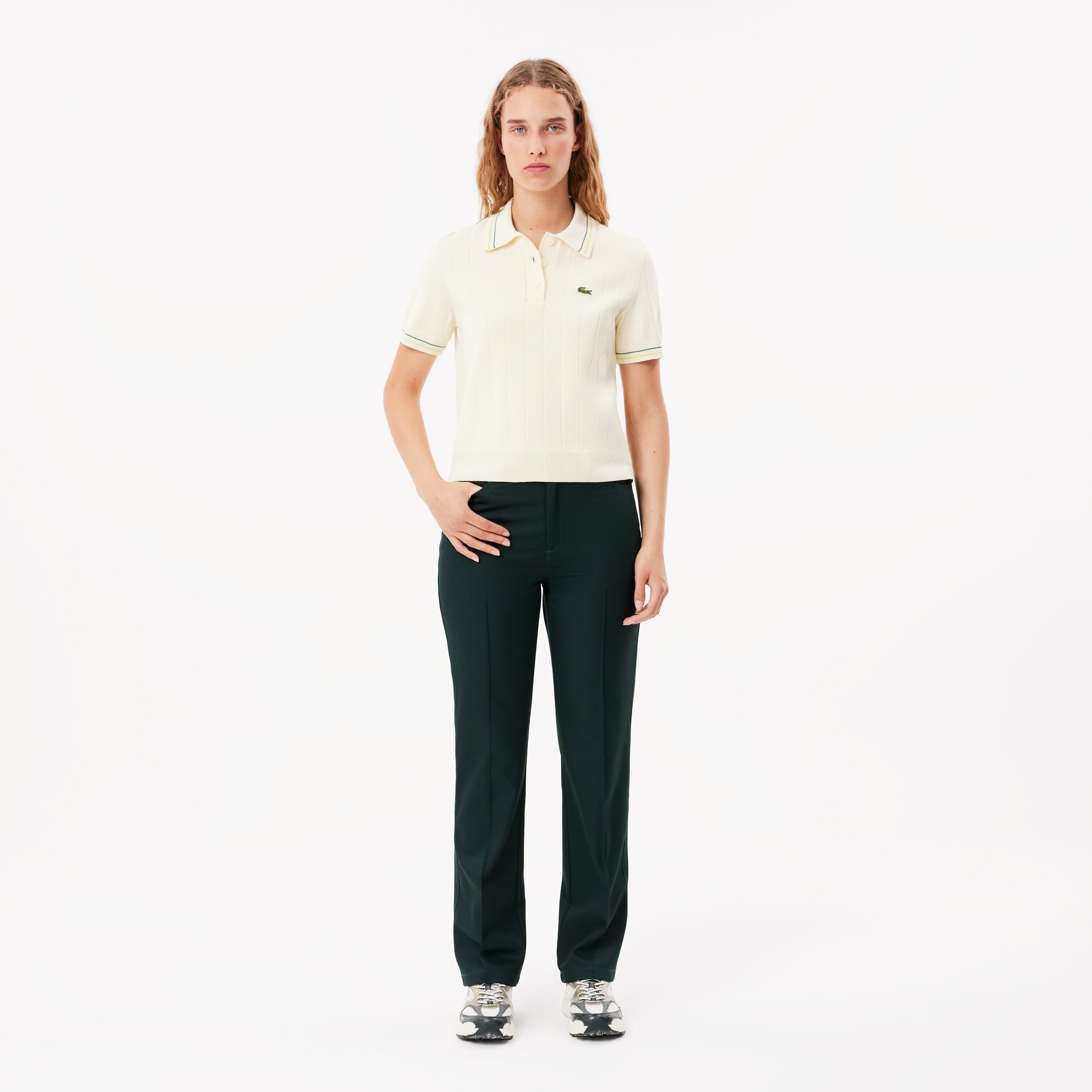 Quần Dài Lacoste Nữ Dáng Suông Topstitch