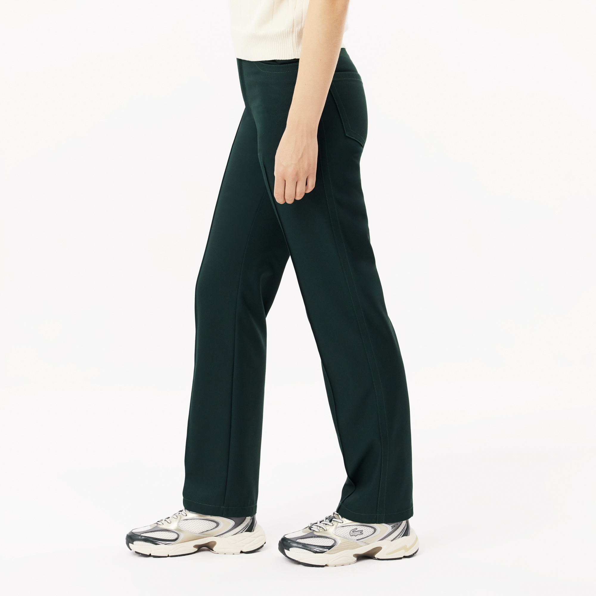 Quần Dài Lacoste Nữ Dáng Suông Topstitch