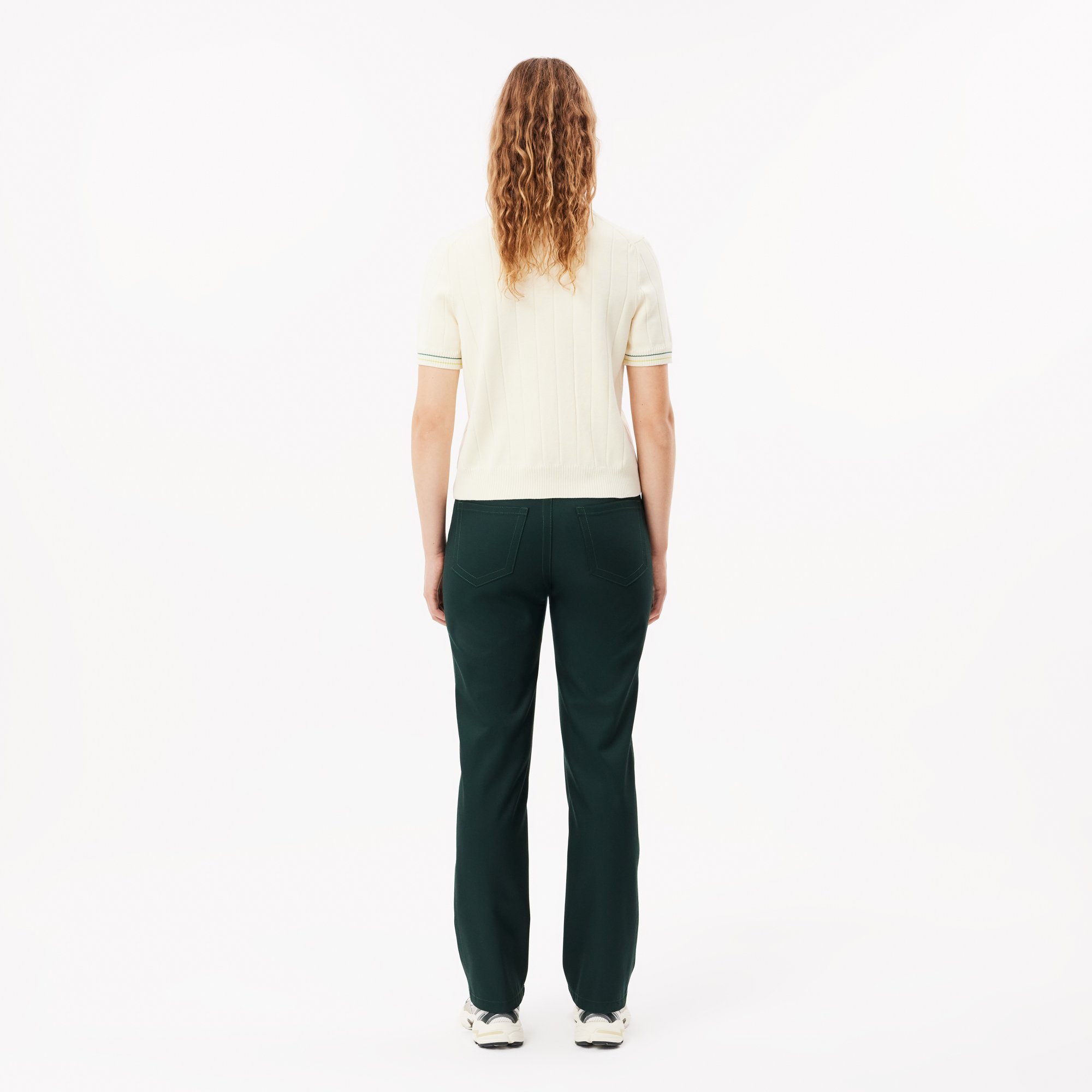 Quần Dài Lacoste Nữ Dáng Suông Topstitch