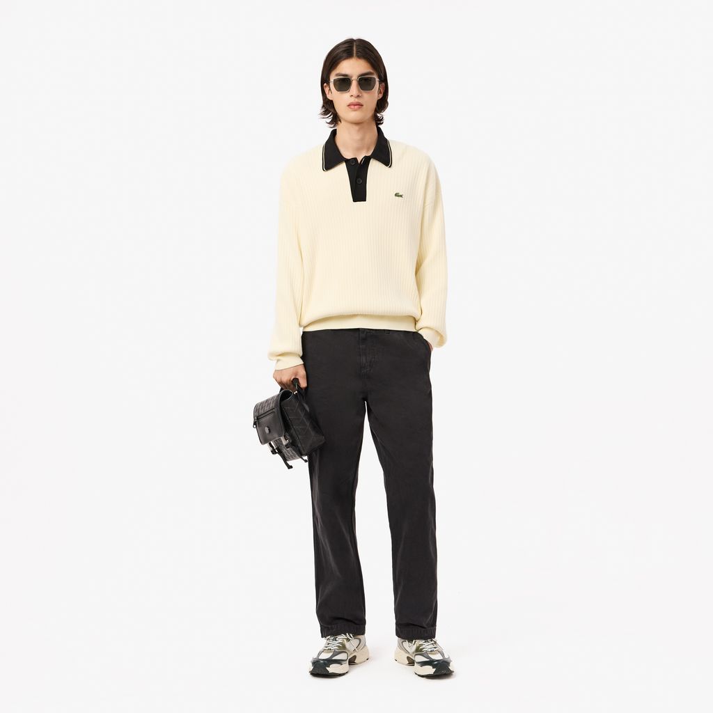 Quần Dài Lacoste Nam Dáng Rộng Ống Đứng Chất Liệu Cotton Canvas
