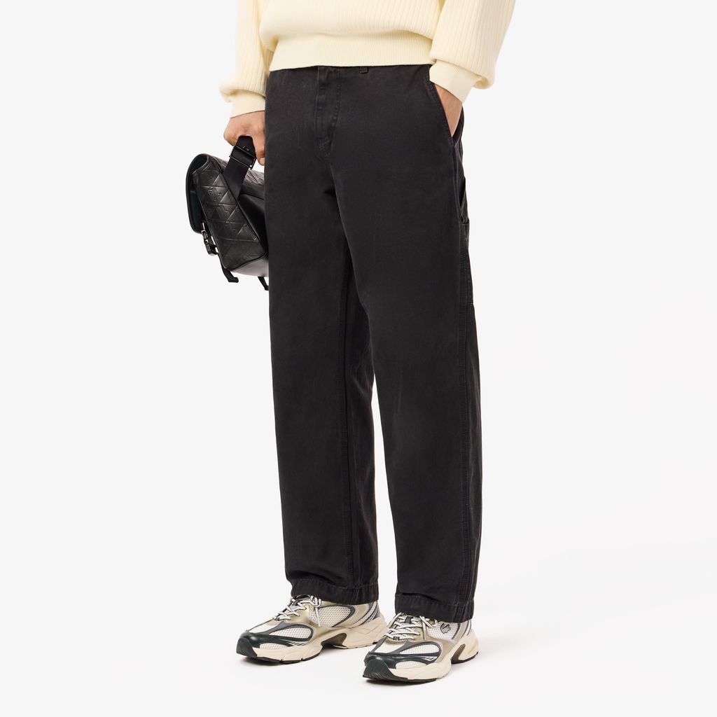 Quần Dài Lacoste Nam Dáng Rộng Ống Đứng Chất Liệu Cotton Canvas