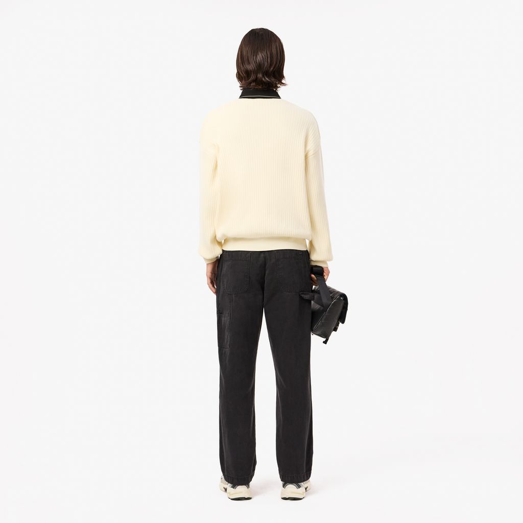 Quần Dài Lacoste Nam Dáng Rộng Ống Đứng Chất Liệu Cotton Canvas