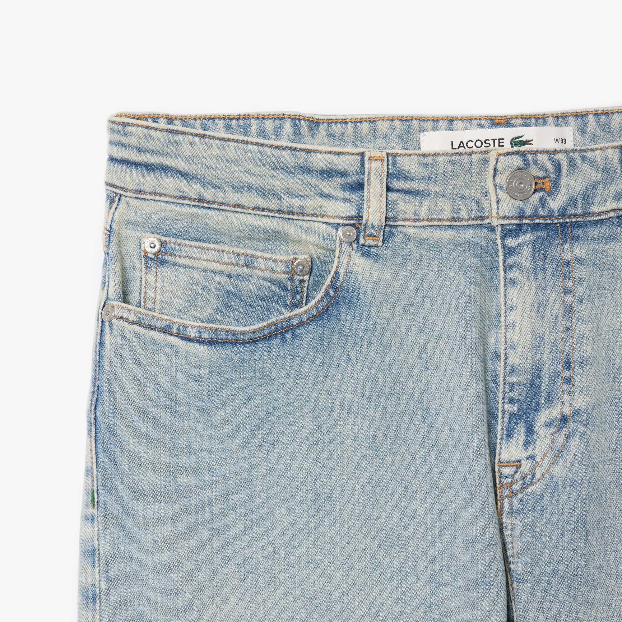 Quần Jeans Dài Màu Chàm Lacoste Nam Ống Côn 5 Túi