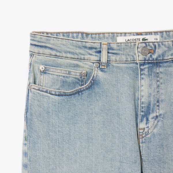 Quần Jeans Dài Màu Chàm Lacoste Nam Ống Côn 5 Túi