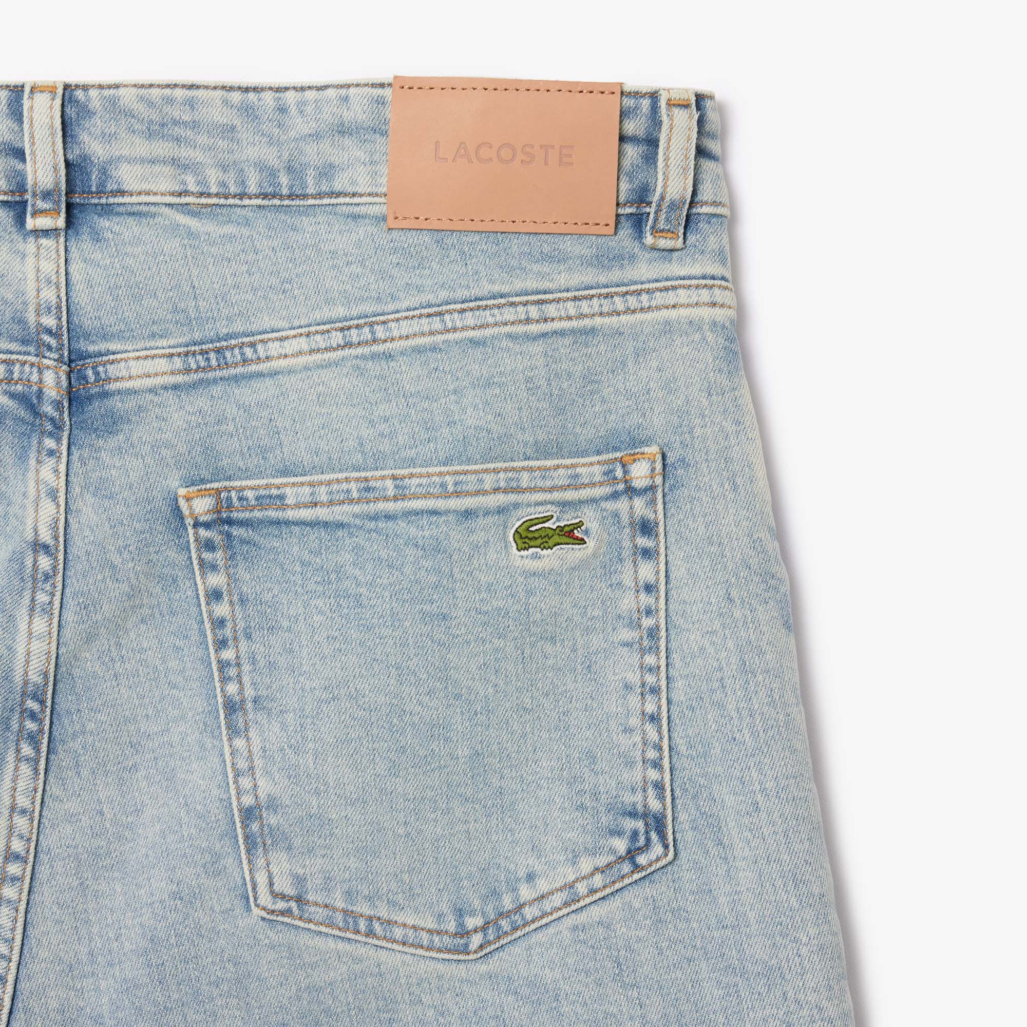 Quần Jeans Dài Màu Chàm Lacoste Nam Ống Côn 5 Túi