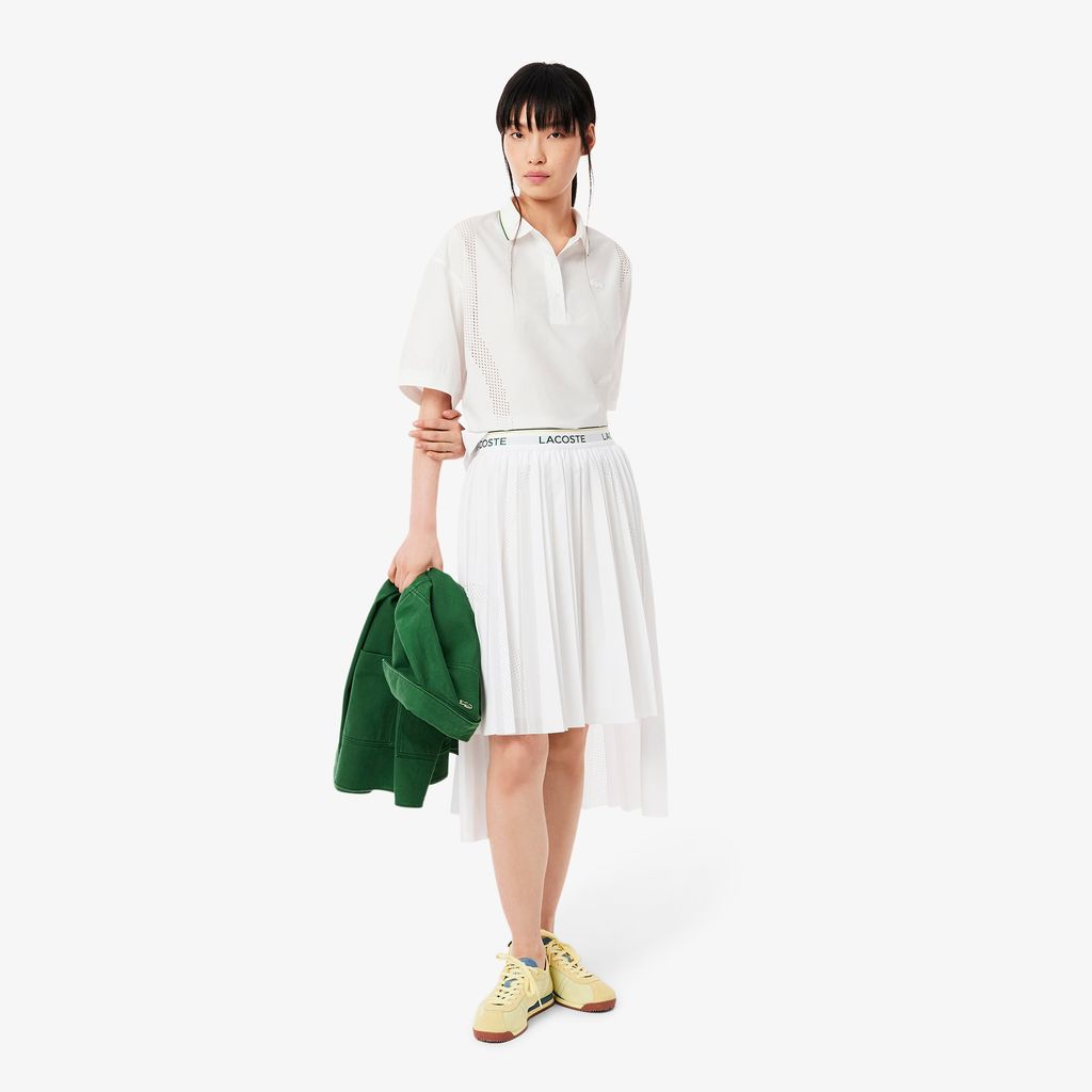 Váy Midi Xếp Ly Lacoste Nữ Họa Tiết Bất Đối Xứng