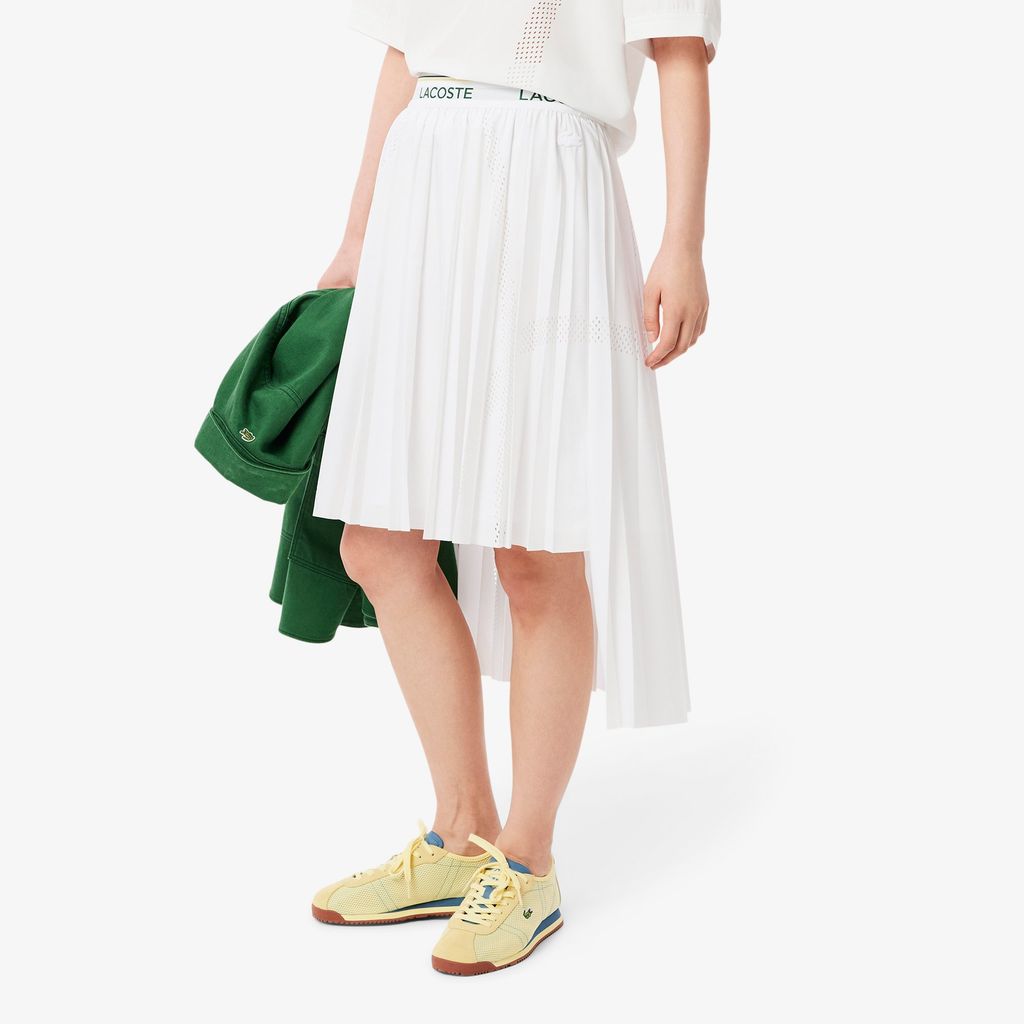 Váy Midi Xếp Ly Lacoste Nữ Họa Tiết Bất Đối Xứng
