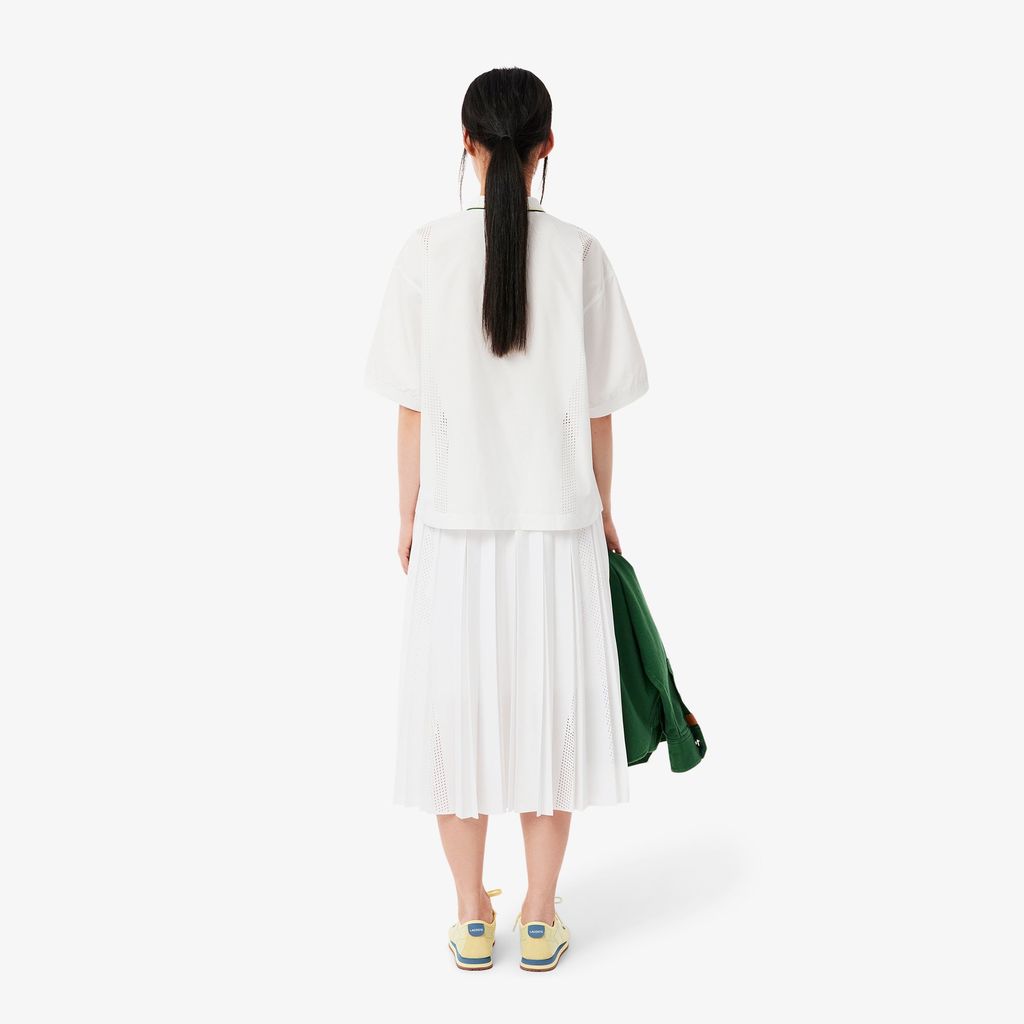 Váy Midi Xếp Ly Lacoste Nữ Họa Tiết Bất Đối Xứng