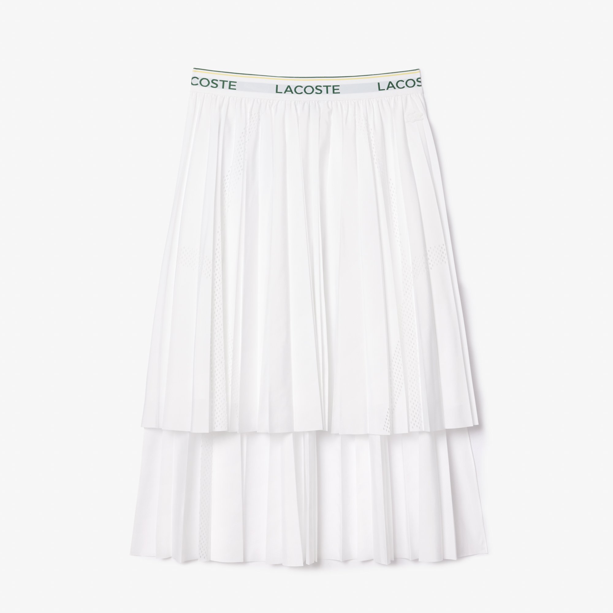 Váy Midi Xếp Ly Lacoste Nữ Họa Tiết Bất Đối Xứng