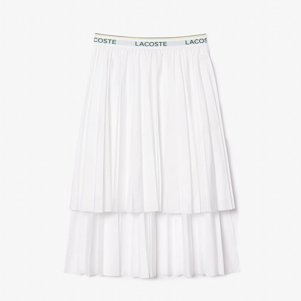Váy Midi Xếp Ly Lacoste Nữ Họa Tiết Bất Đối Xứng