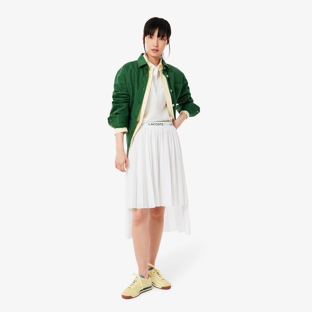 Váy Midi Xếp Ly Lacoste Nữ Họa Tiết Bất Đối Xứng