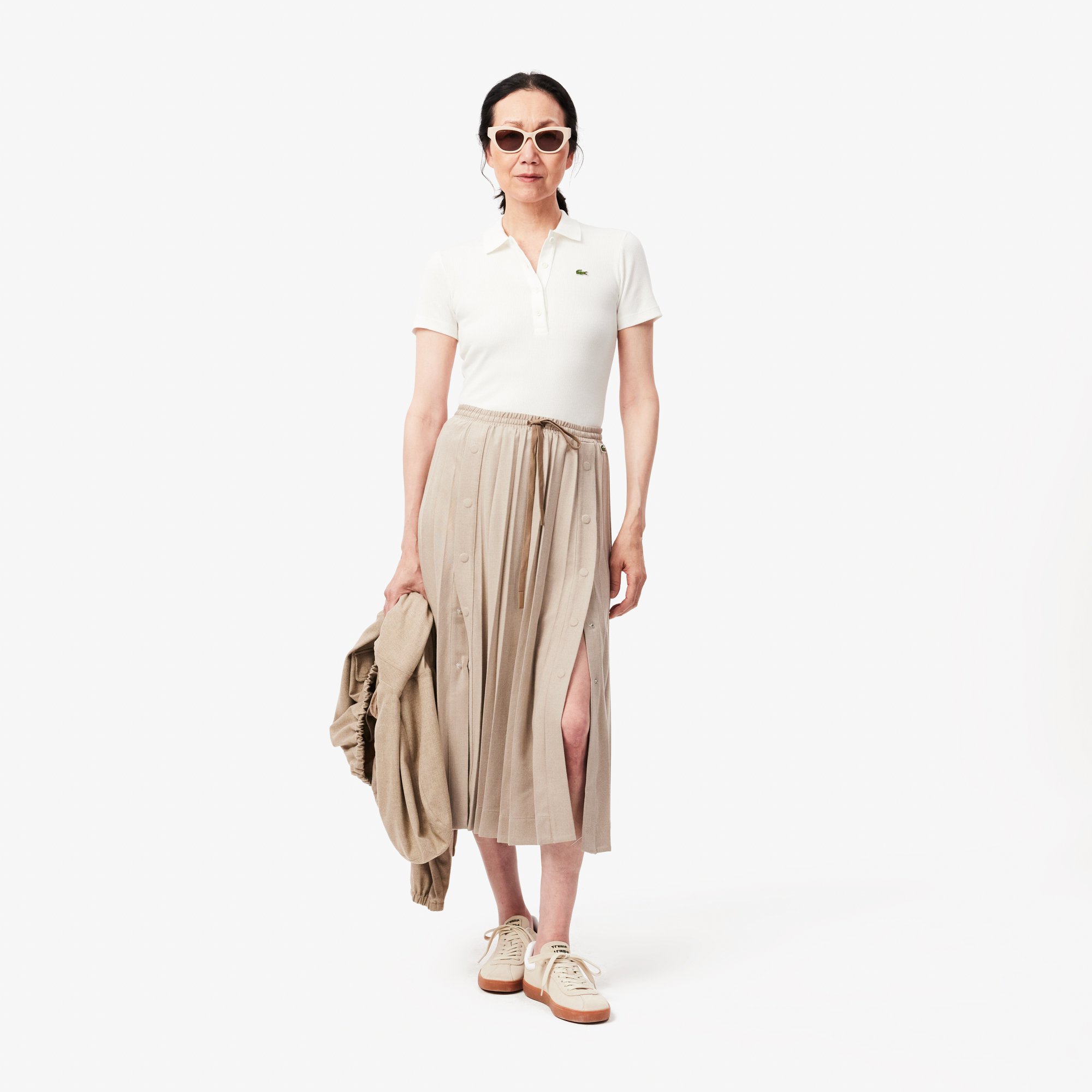 Váy Lacoste Nữ Xếp Ly Dài Chất Liệu Flannel